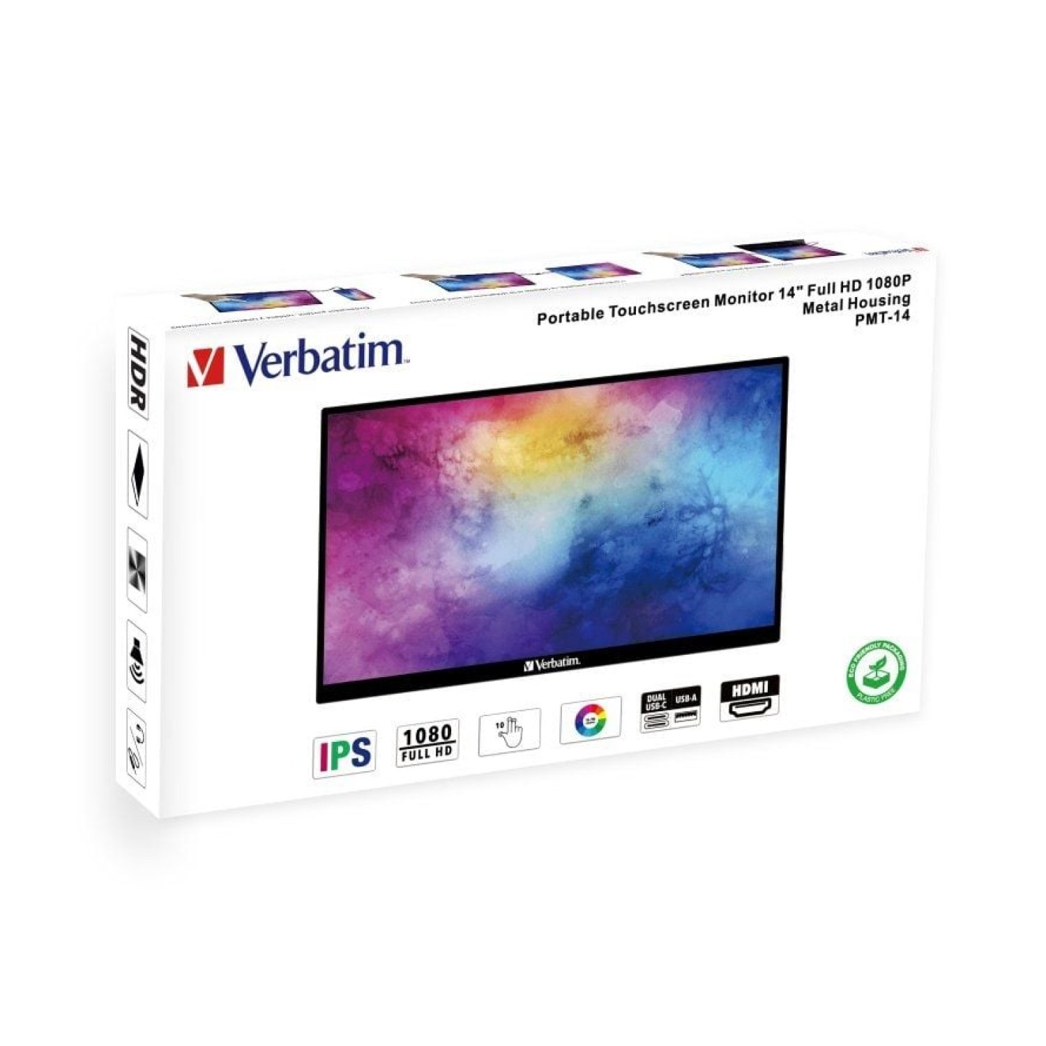 Verbatim PMT-14 · Monitor Portátil Táctil · 14" Full HD · Multimedia · Negro