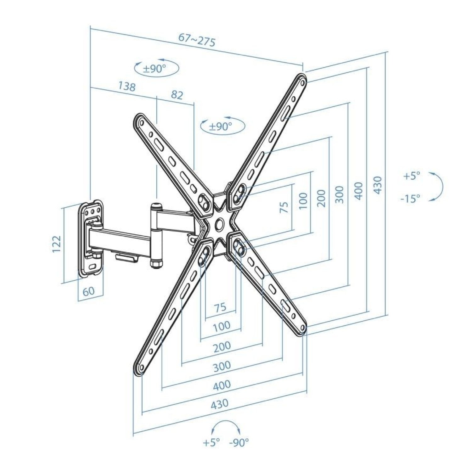 TooQ LP1356TN-B · Soporte Pared TV 13-55" · Extensible Giratorio Inclinable · 25kg