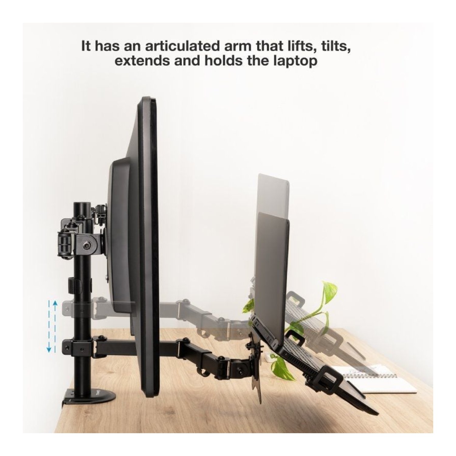 TooQ DB1202TN · Soporte Doble Monitor + Portátil · Giratorio · Inclinable · 9kg