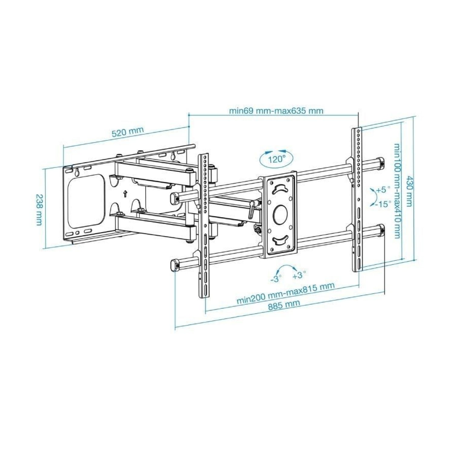 TooQ LP3790TN-B · Soporte Pared Giratorio/Inclinable · 43-90" · Hasta 75kg