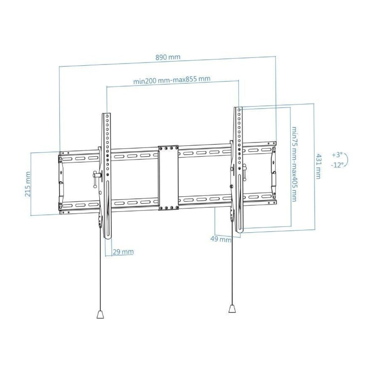 TooQ LP4391T-B · Soporte Pared Inclinable · 43-90" · Hasta 70kg