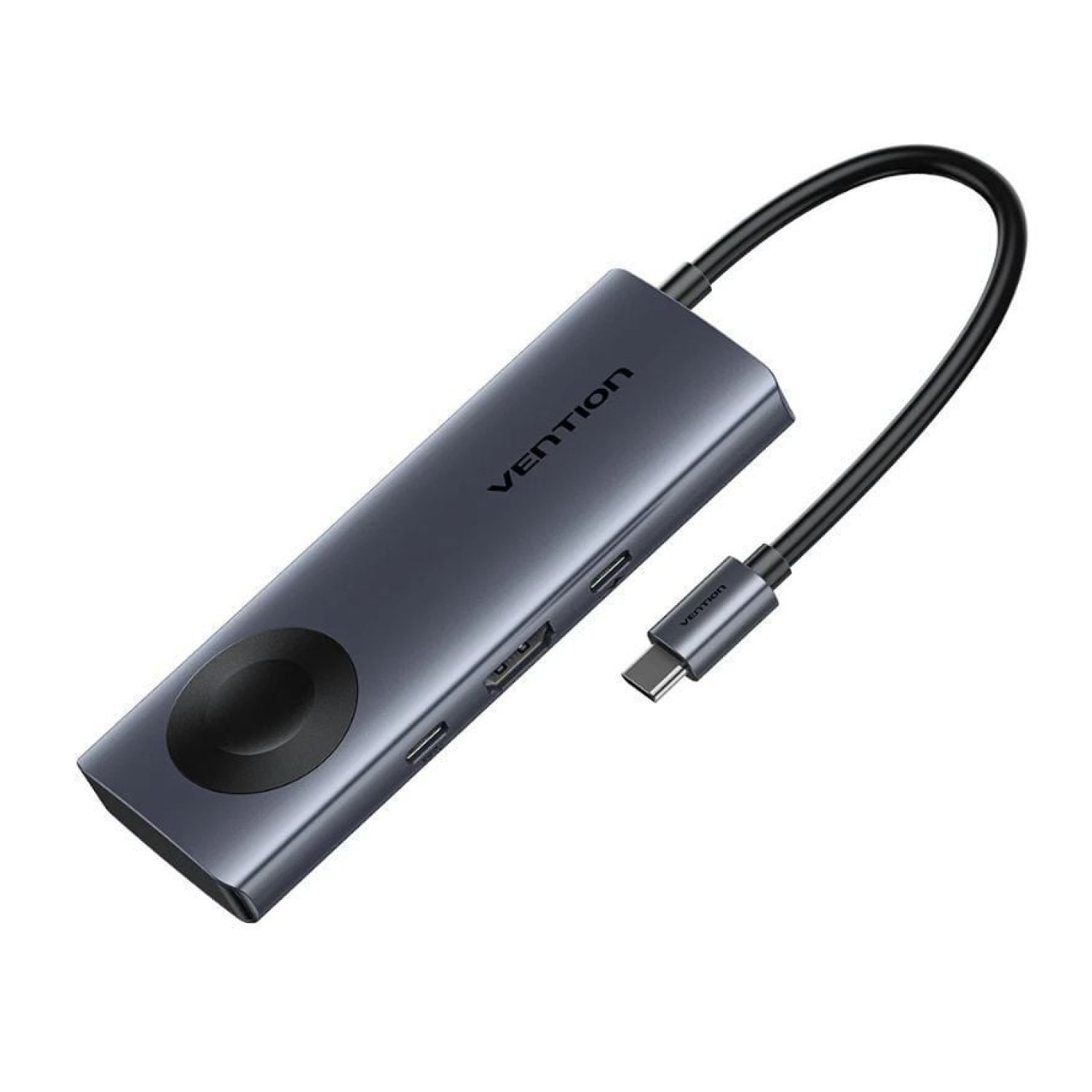 Vention Docking USB-C · HDMI 4K · 2xUSB · Carga Inalámbrica · Gris