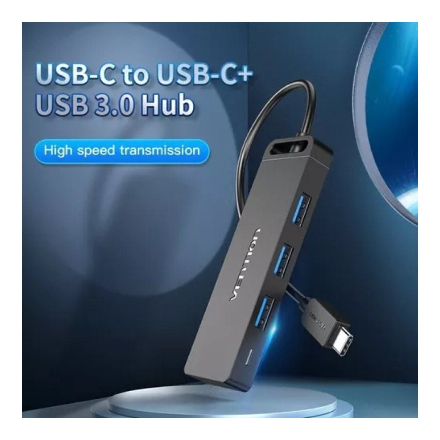 Vention Hub USB Tipo-C · 3x USB · 1x USB-C · 1x MicroUSB · PD