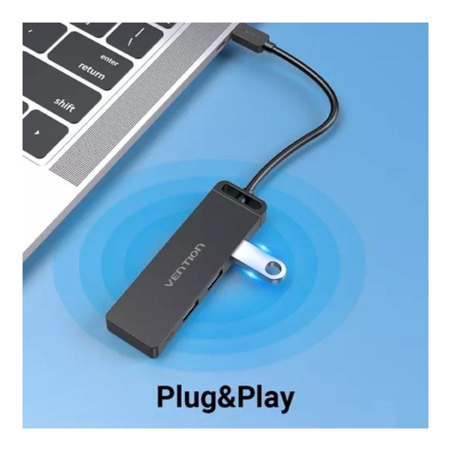 Vention Hub USB Tipo-C · 3x USB · 1x USB-C · 1x MicroUSB · PD