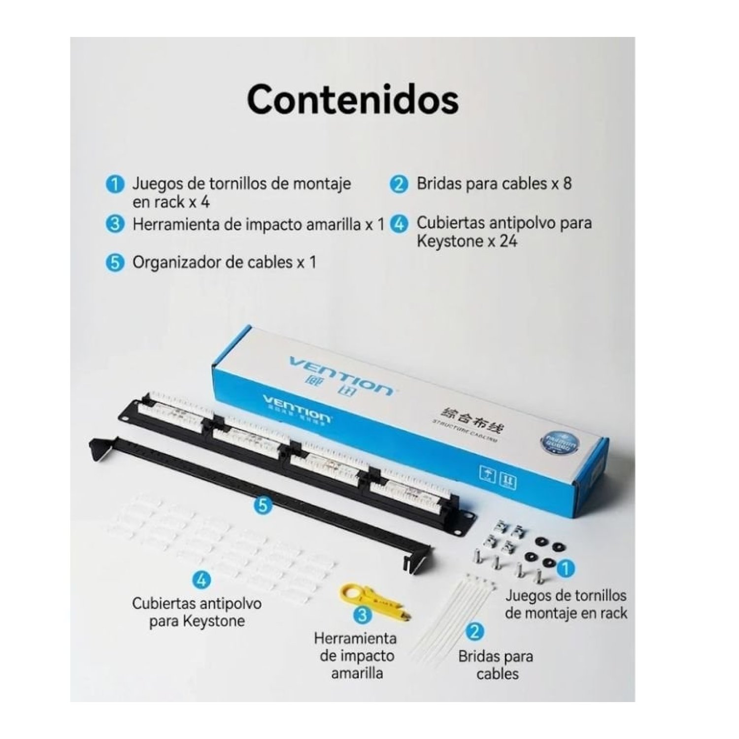 Vention Patch Panel · 24 Puertos Cat.6 · Gestión de Red