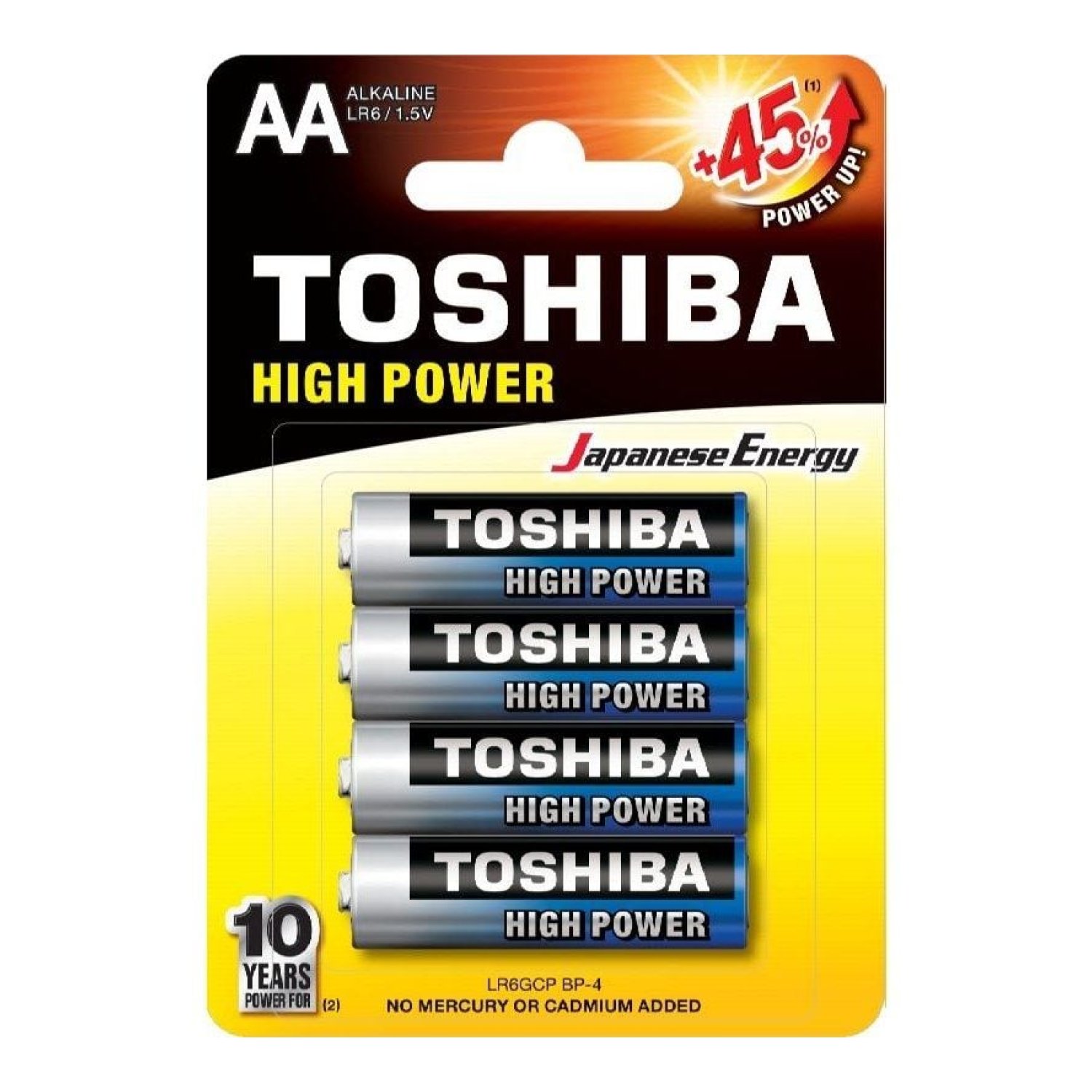 Toshiba High Power · Pack 4 Pilas AA · LR6 · 1,5V · Alcalinas