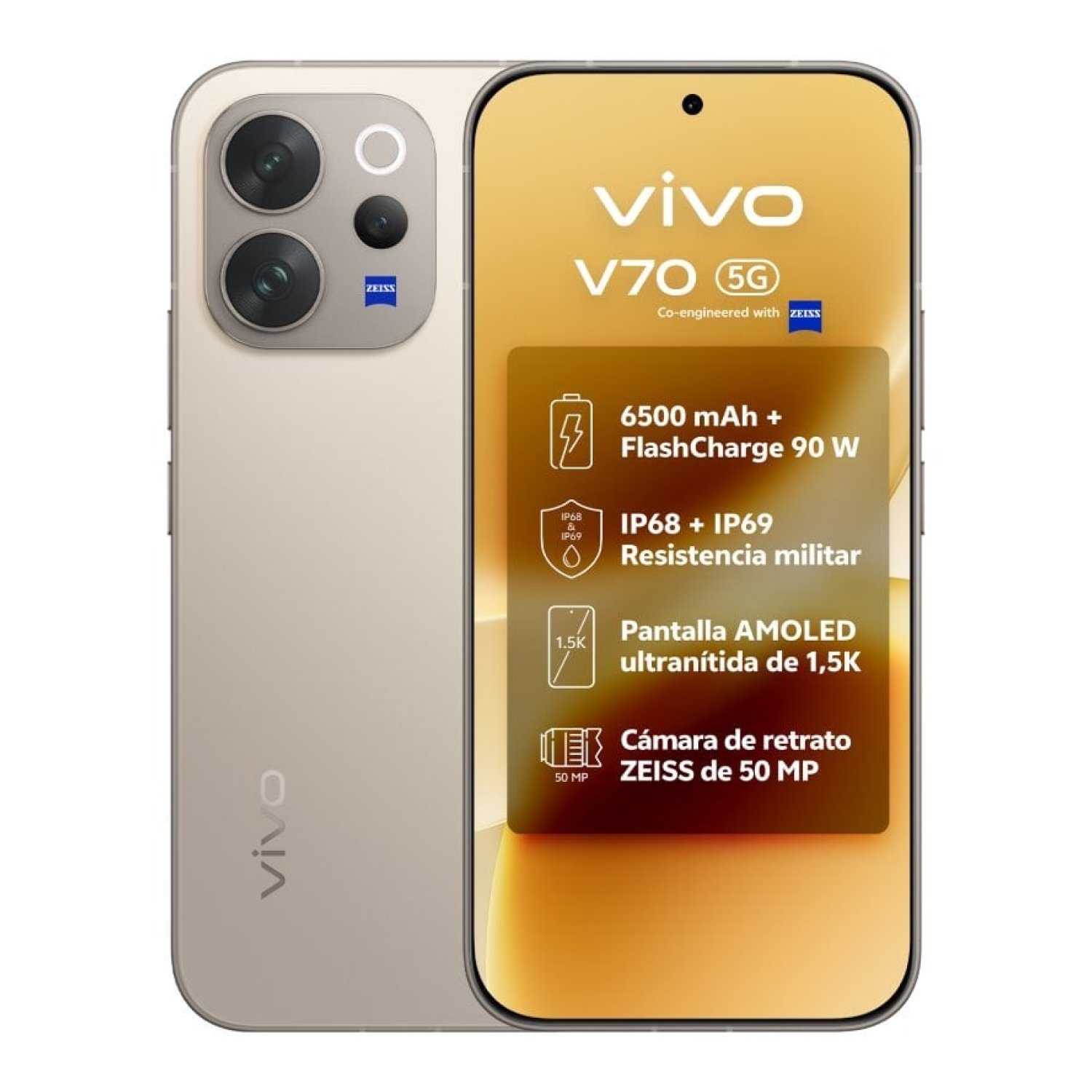 Vivo V70 · 6,59" · 8GB RAM · 512GB · 5G · Gris