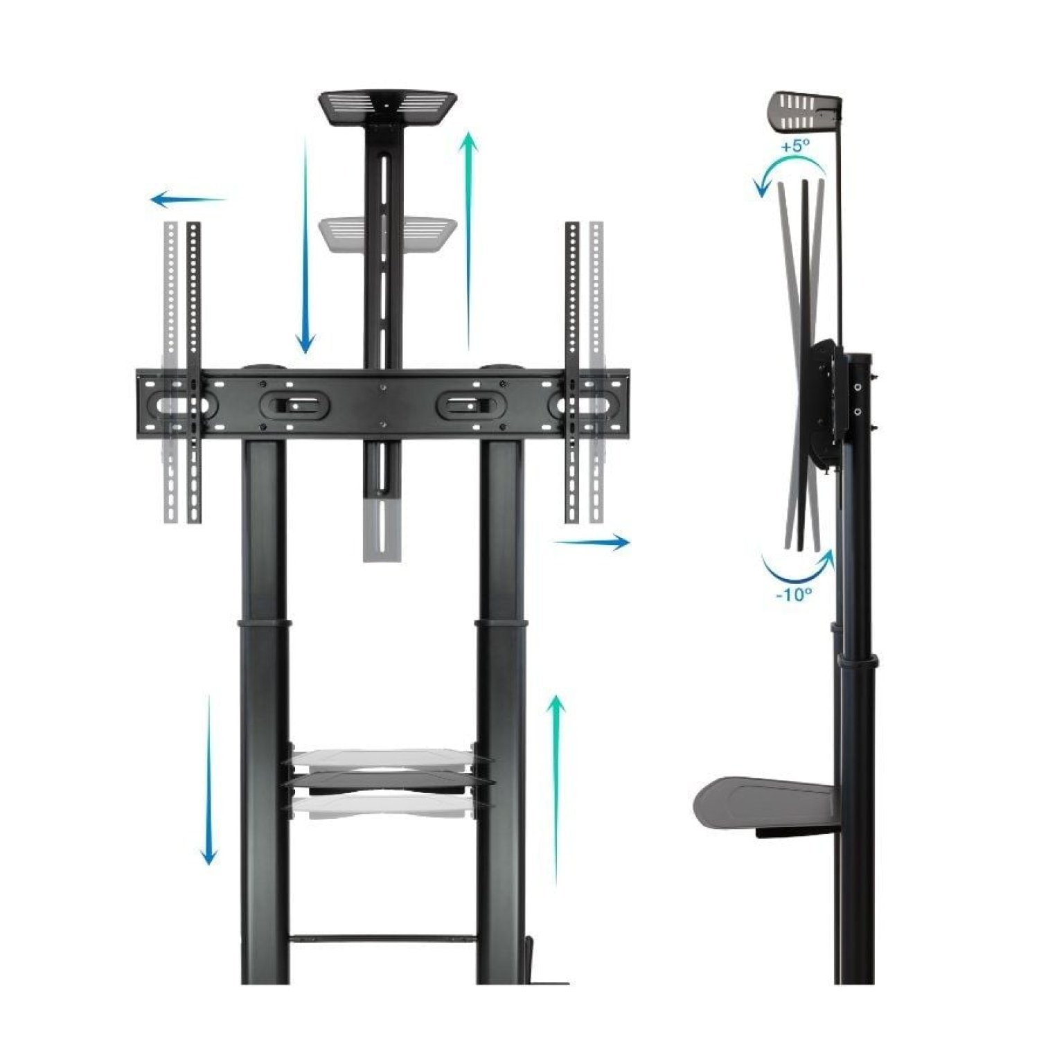 TooQ FS20404HM-B · Soporte de Suelo con Ruedas · 60-100" · Inclinable · Hasta 100kg