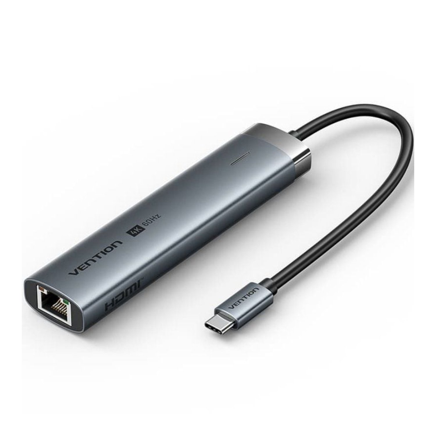Vention Docking USB-C · HDMI 4K · 2xUSB · RJ45 · PD 100W · Gris