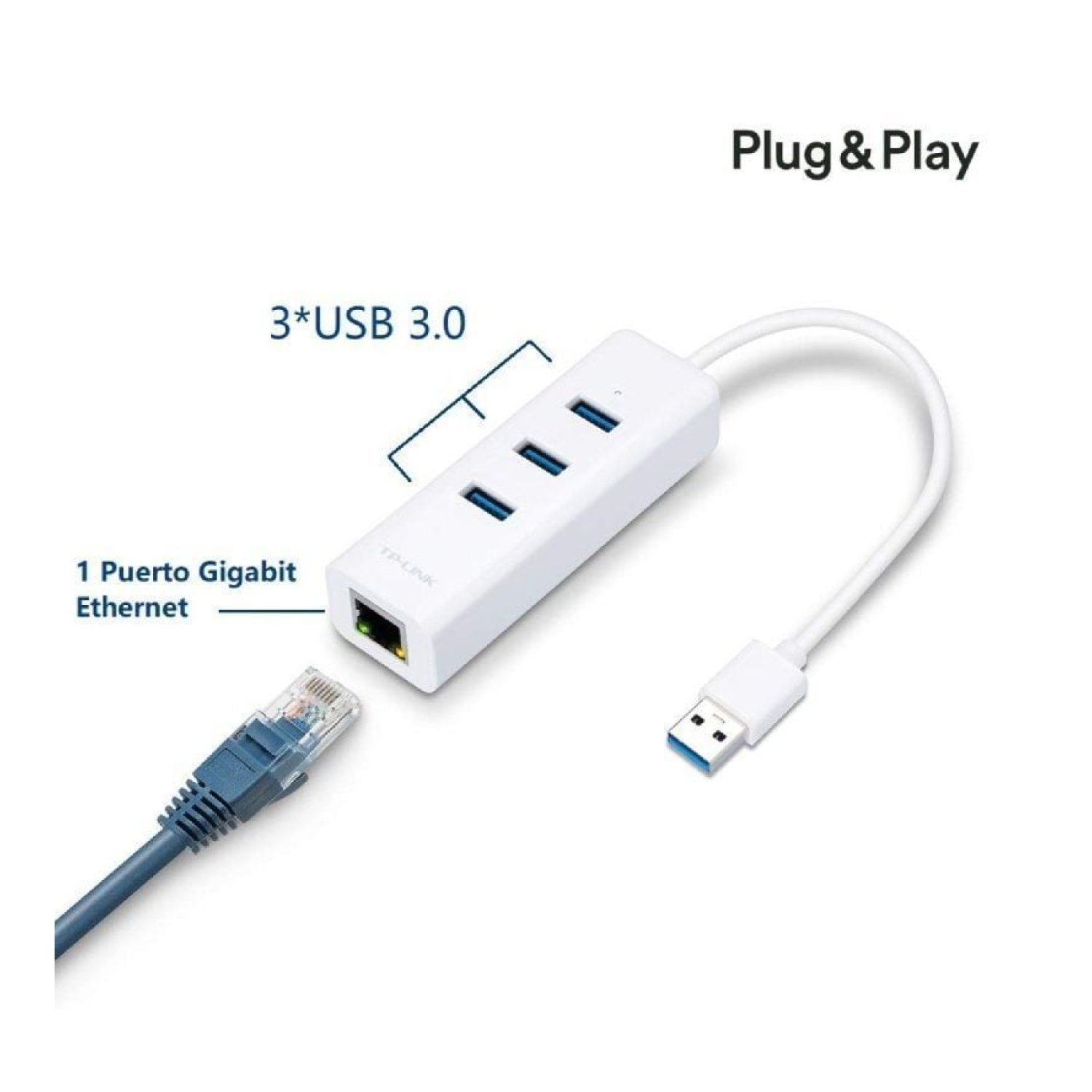 TP-Link UE330 · Hub USB 3.0 · 3 Puertos USB · 1 RJ45 · Blanco