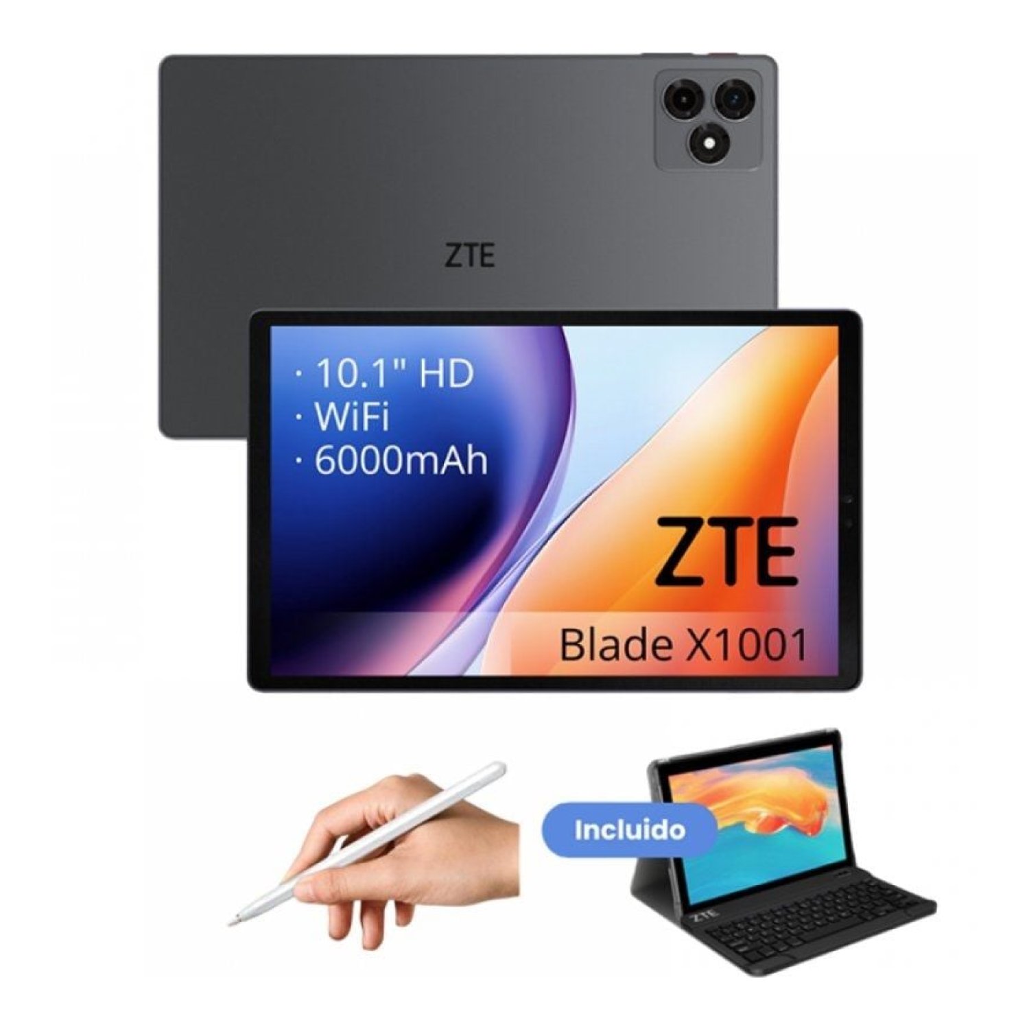 ZTE Tab Blade X1001W · 10,1" · 4GB RAM · 128GB · Octacore · Gris + Teclado + Stylus