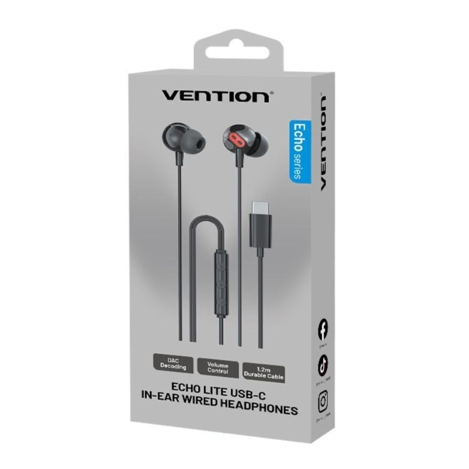Vention Echo Lite · Auriculares Intrauditivos · USB-C · Micrófono · Negros