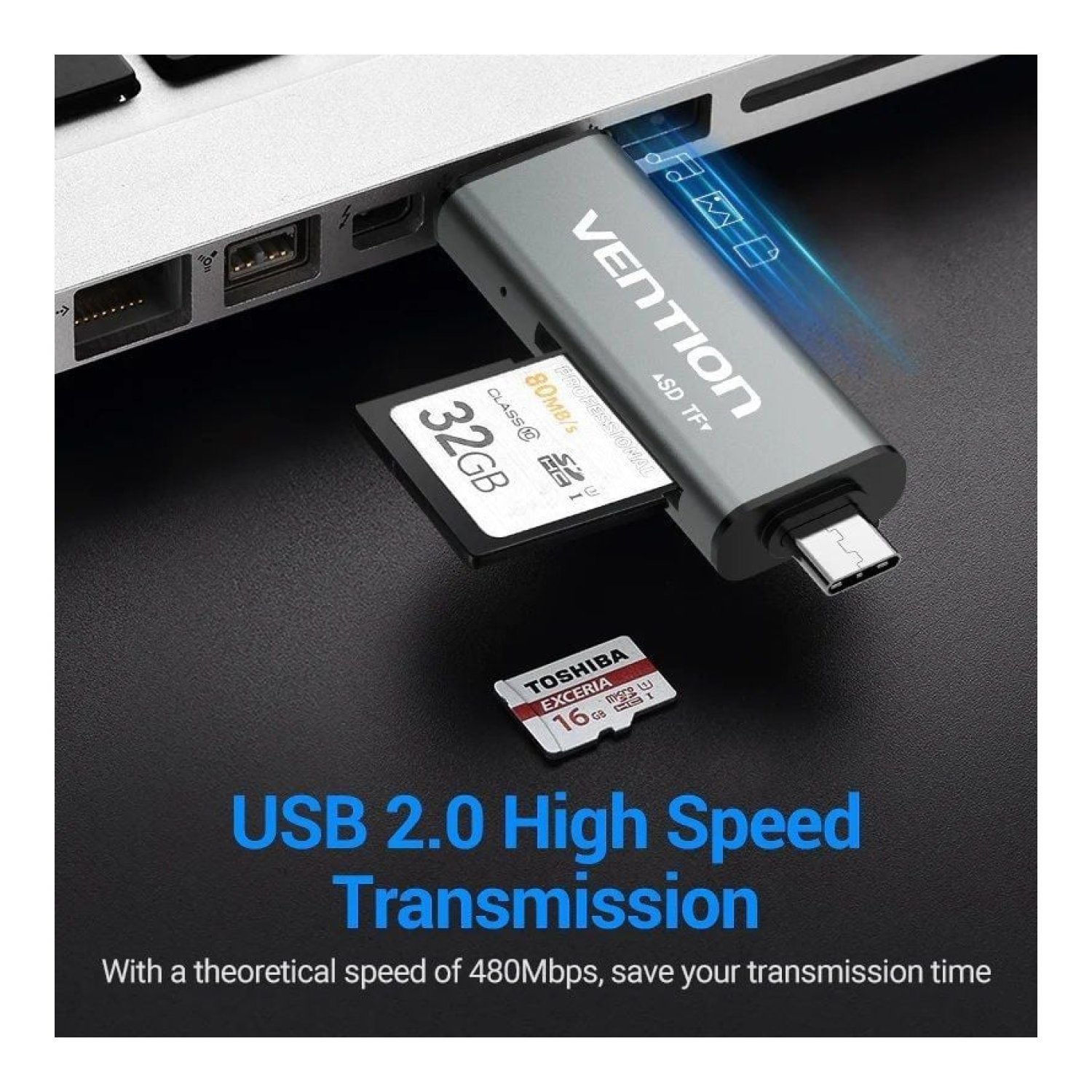 Lector de Tarjetas Externo Vention CCJH0/ USB 2.0