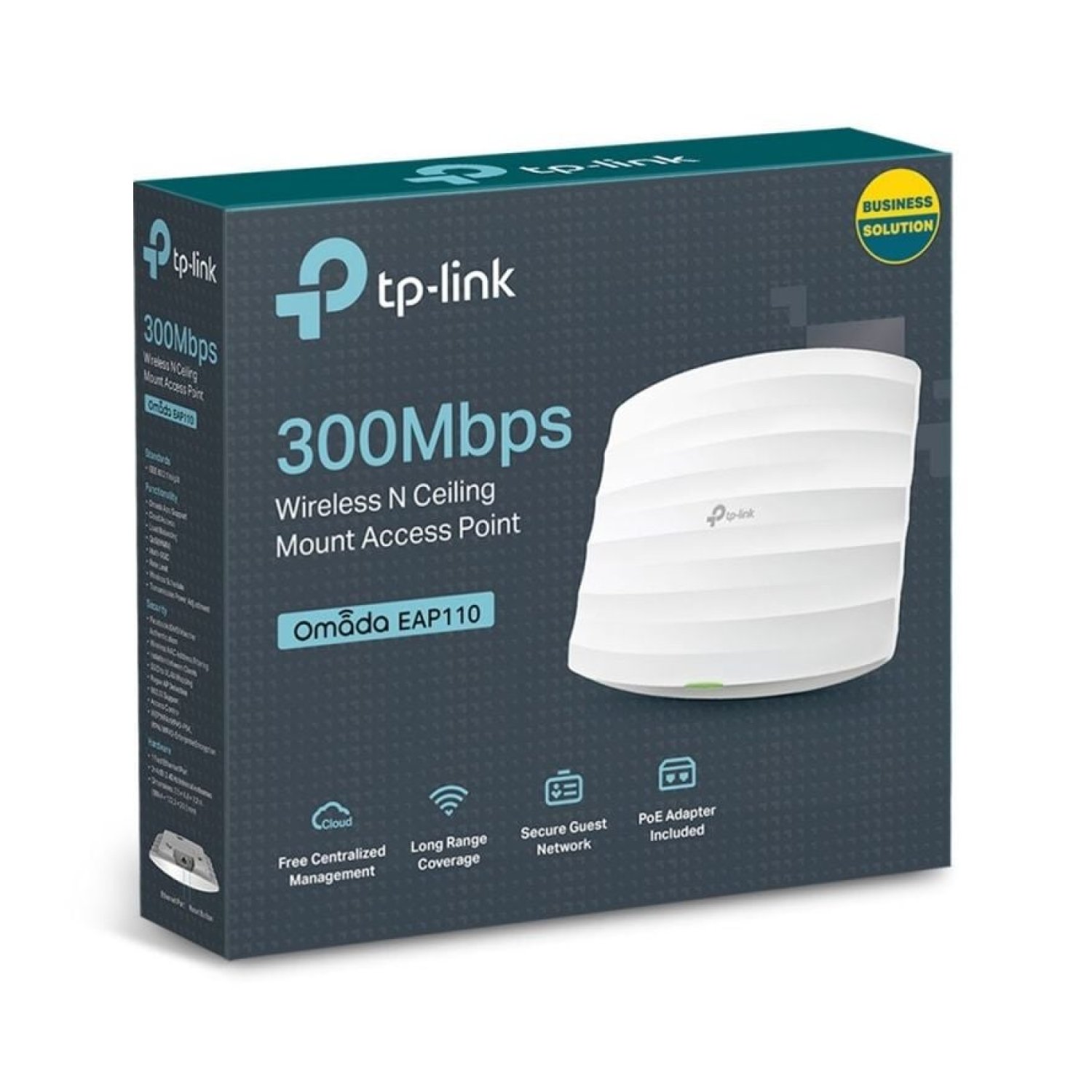 TP-Link Omada EAP110 · Punto de Acceso PoE · 300Mbps · 2.4GHz · WiFi 802.11n · Antenas 4dBi
