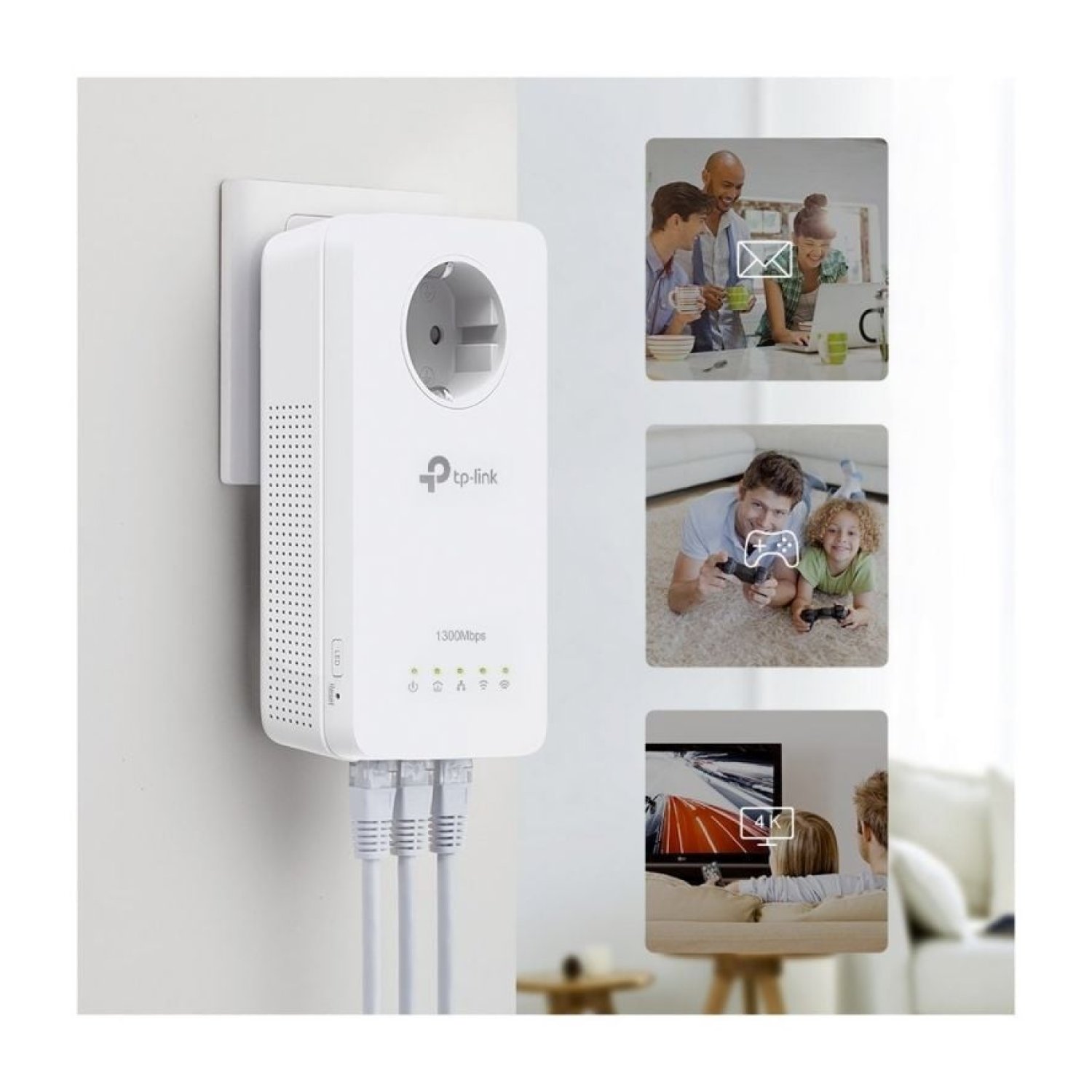 TP-Link TL-WPA8631P · Adaptador Powerline · 1300 Mbps · Alcance 300m · Pack 2 unidades