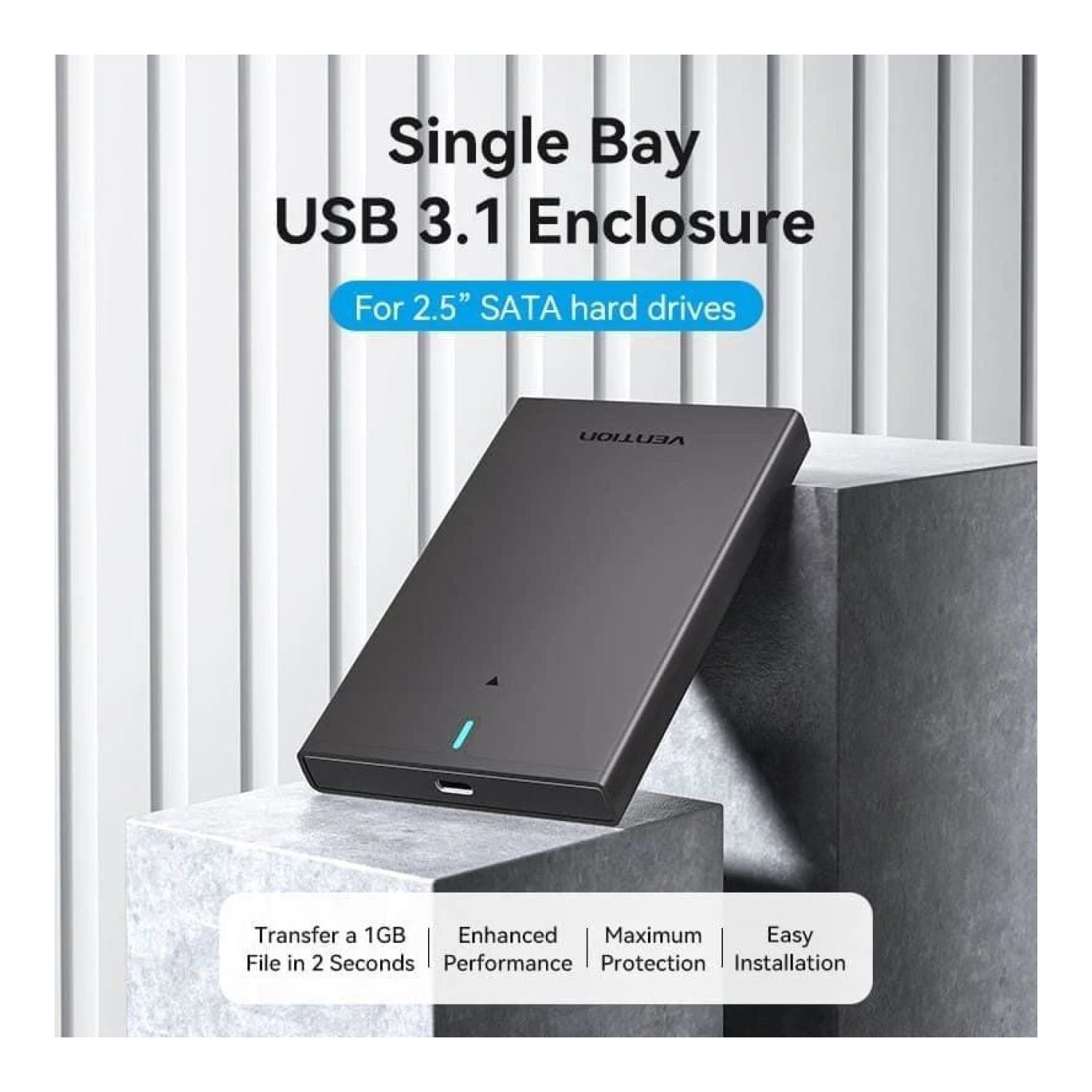Vention · Caja Externa Disco 2,5" · USB 3.1 · Sin tornillos