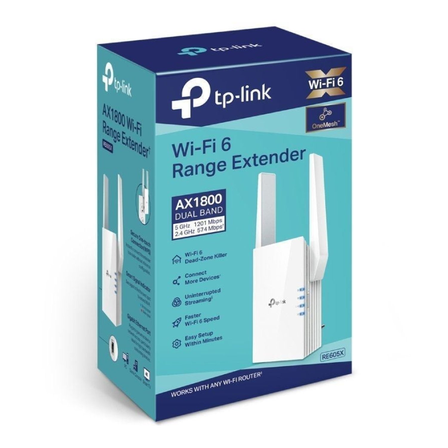 TP-Link RE605X · Repetidor WiFi 6 · 1800 Mbps · 2 Antenas