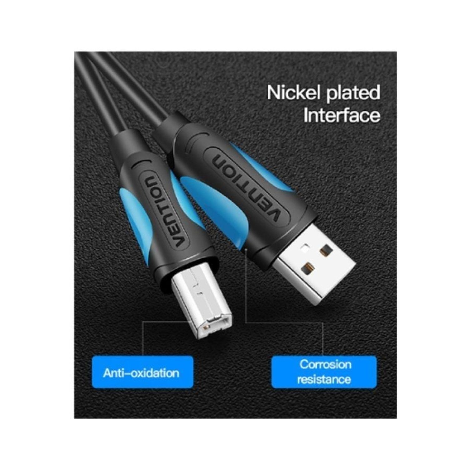 Vention · Cable USB 2.0 Impresora · USB Tipo-B a USB A · 5m · 480Mbps · Negro