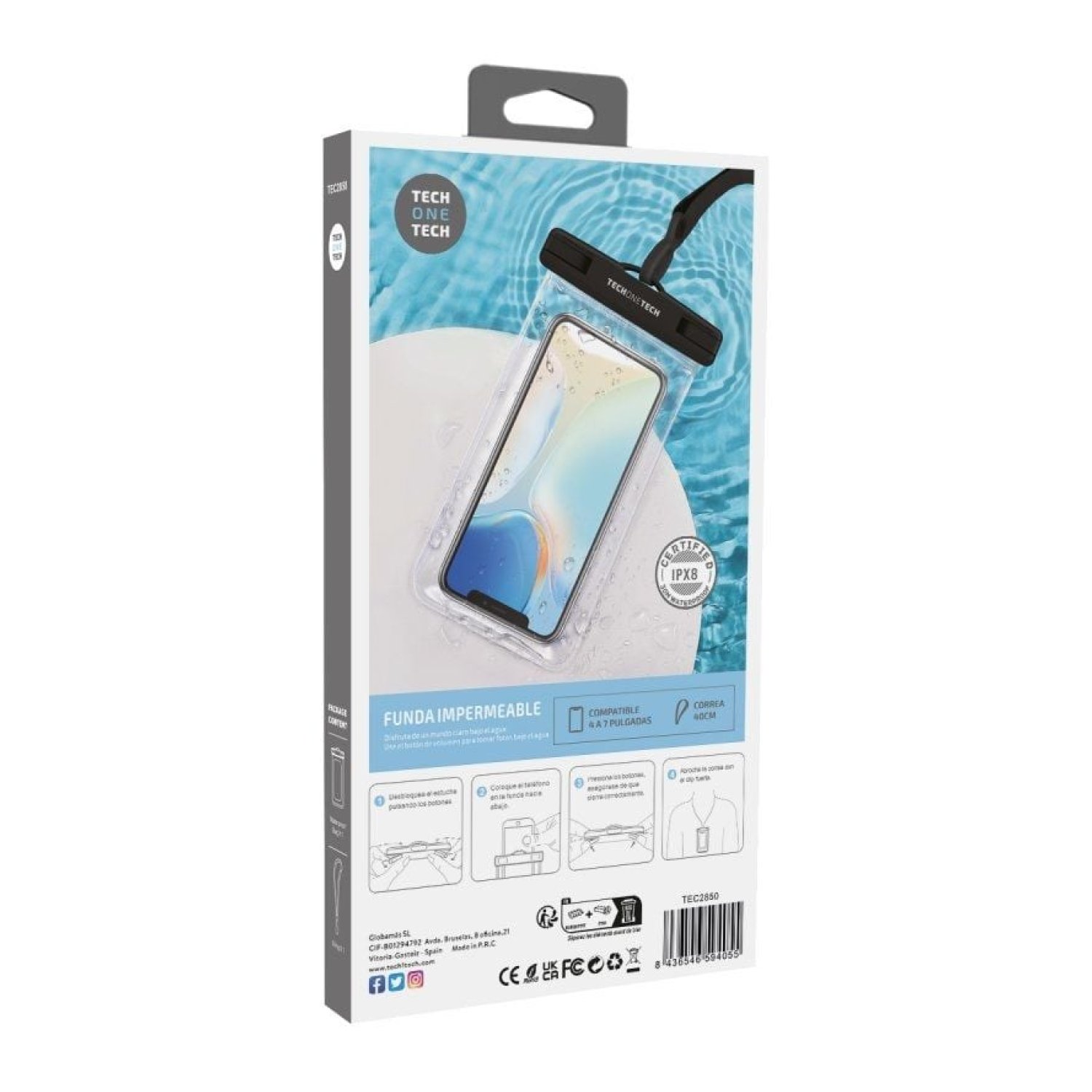 Tech One Tech · Funda Impermeable Universal · Hasta 7" · Protección Total
