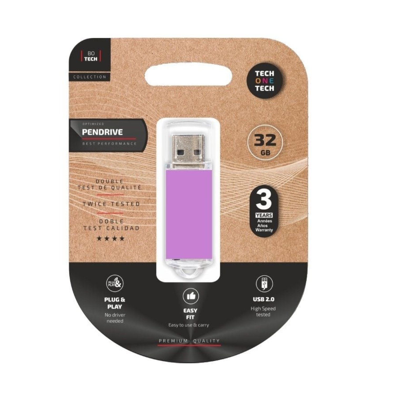 Tech One Tech Pendrive Basic · 32GB · USB 2.0 · Púrpura