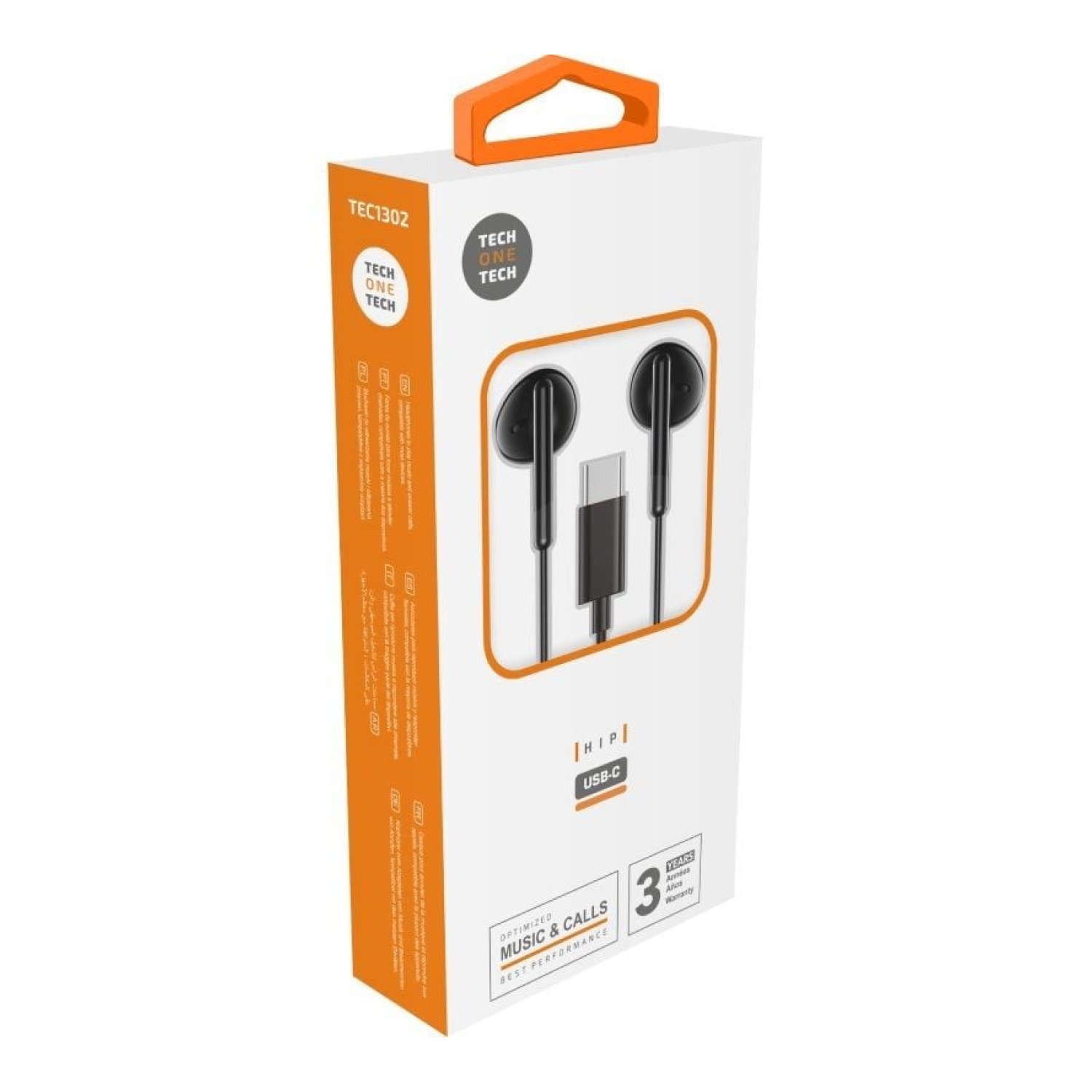 Tech One Tech earTECH · Auriculares Intrauditivos · Micrófono · USB Tipo-C · Negros