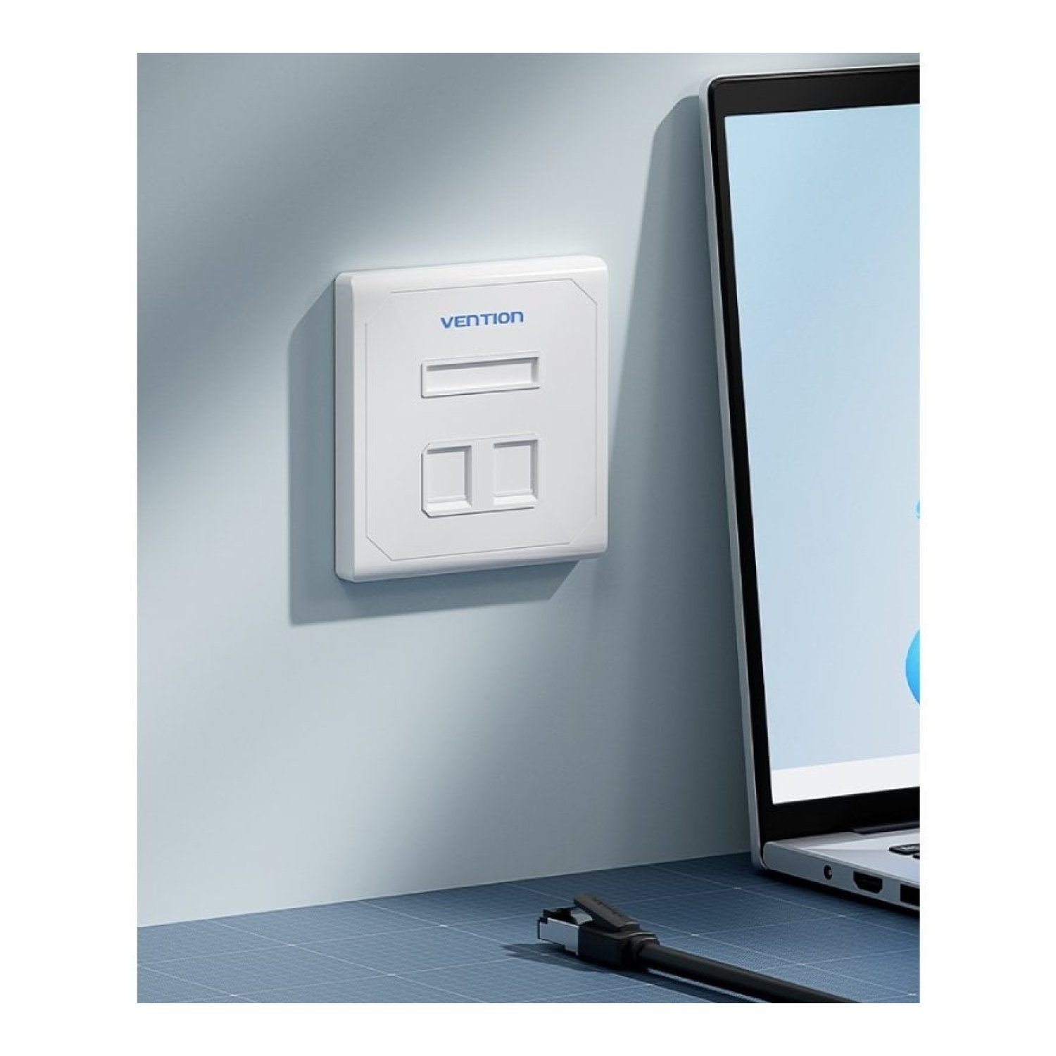 Vention · Placa de Pared Keystock · 2 Puertos RJ45 · Conexión Ethernet