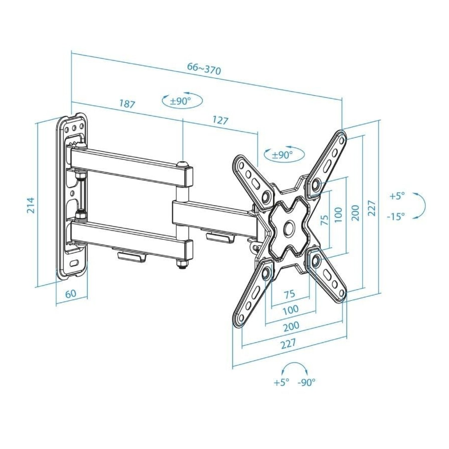 TooQ LP1345TN-B · Soporte de Pared · 13-43" · Giratorio e Inclinable · Hasta 20kg