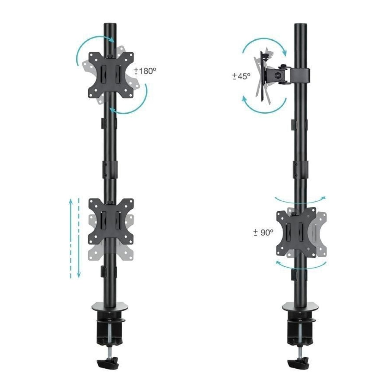 TooQ DB1233TNV · Soporte Doble Monitor · Giratorio e Inclinable · hasta 8kg