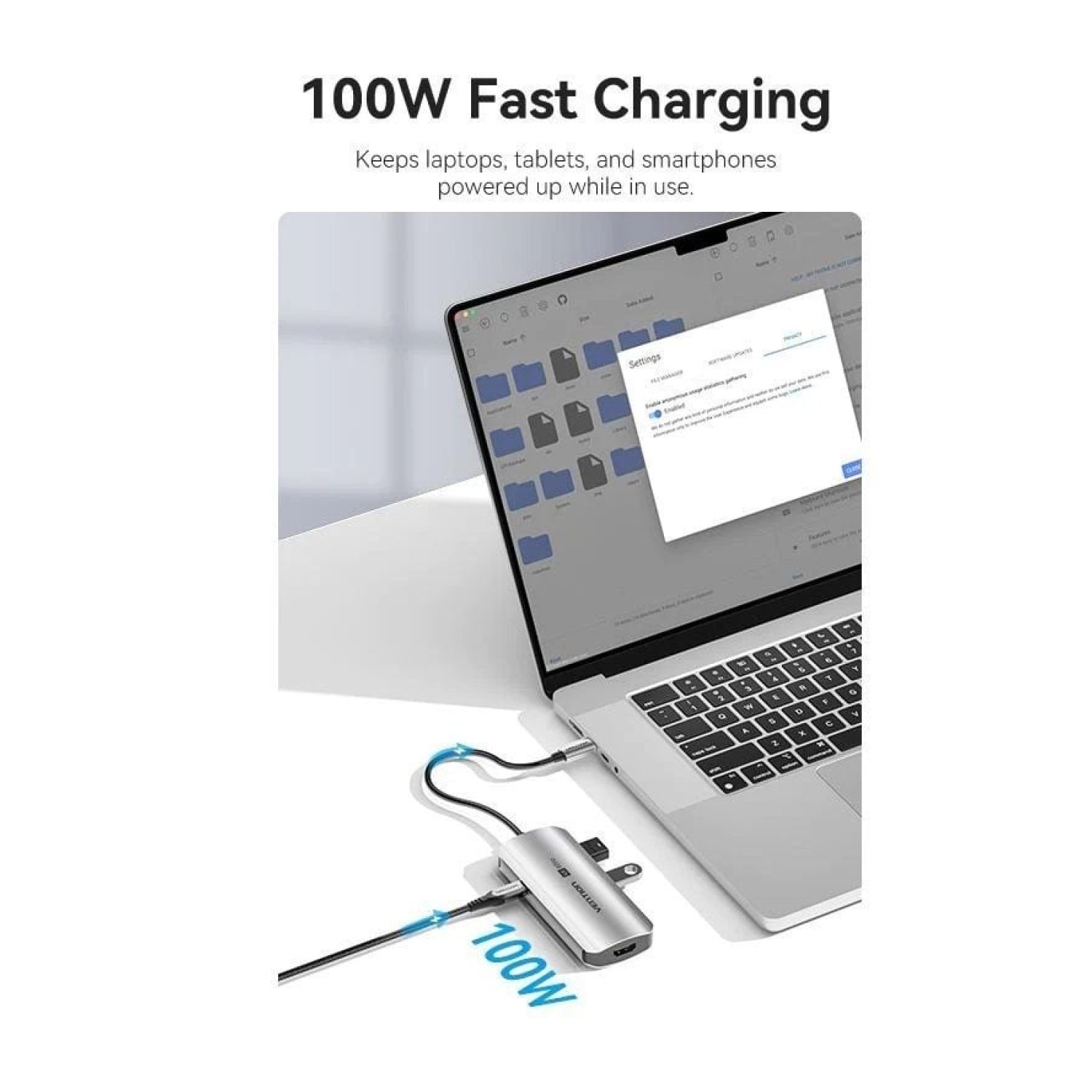 Vention Docking USB Tipo-C · HDMI 4K · 3xUSB · USB-C PD · Gris