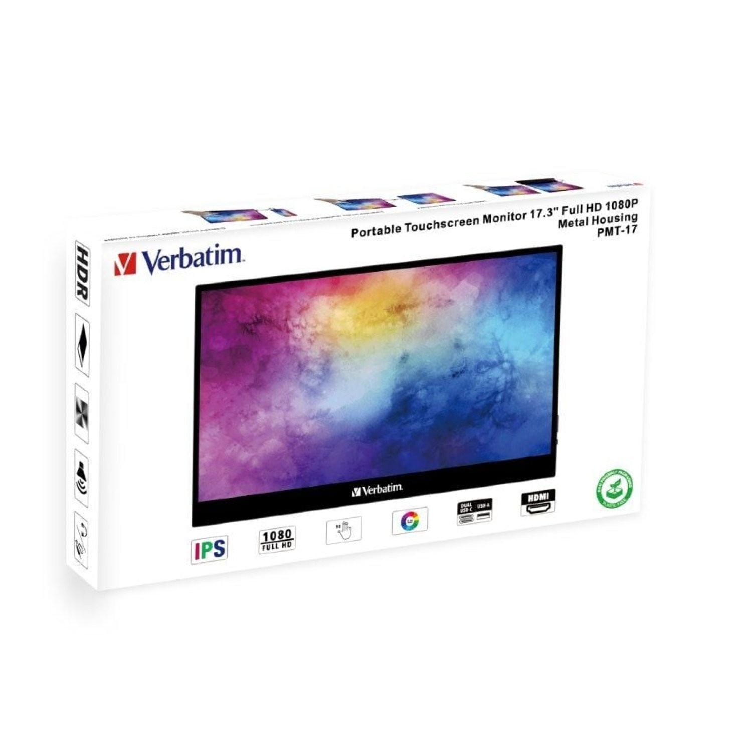 Monitor Portátil Táctil Verbatim PMT-17 17.3"/ Full HD/ Multimedia/ Negro