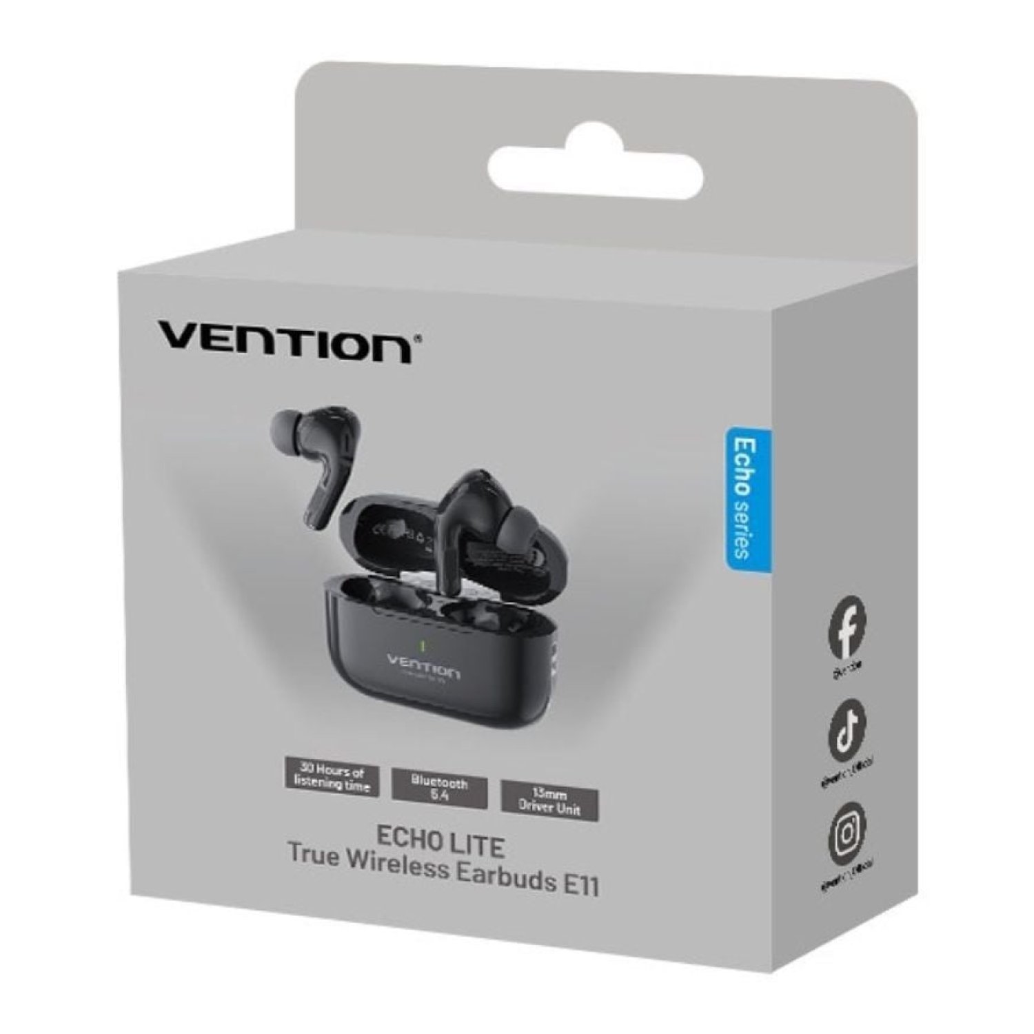 Vention Echo Lite E11 · Auriculares Bluetooth · Autonomía 6h · Estuche de carga · Negros