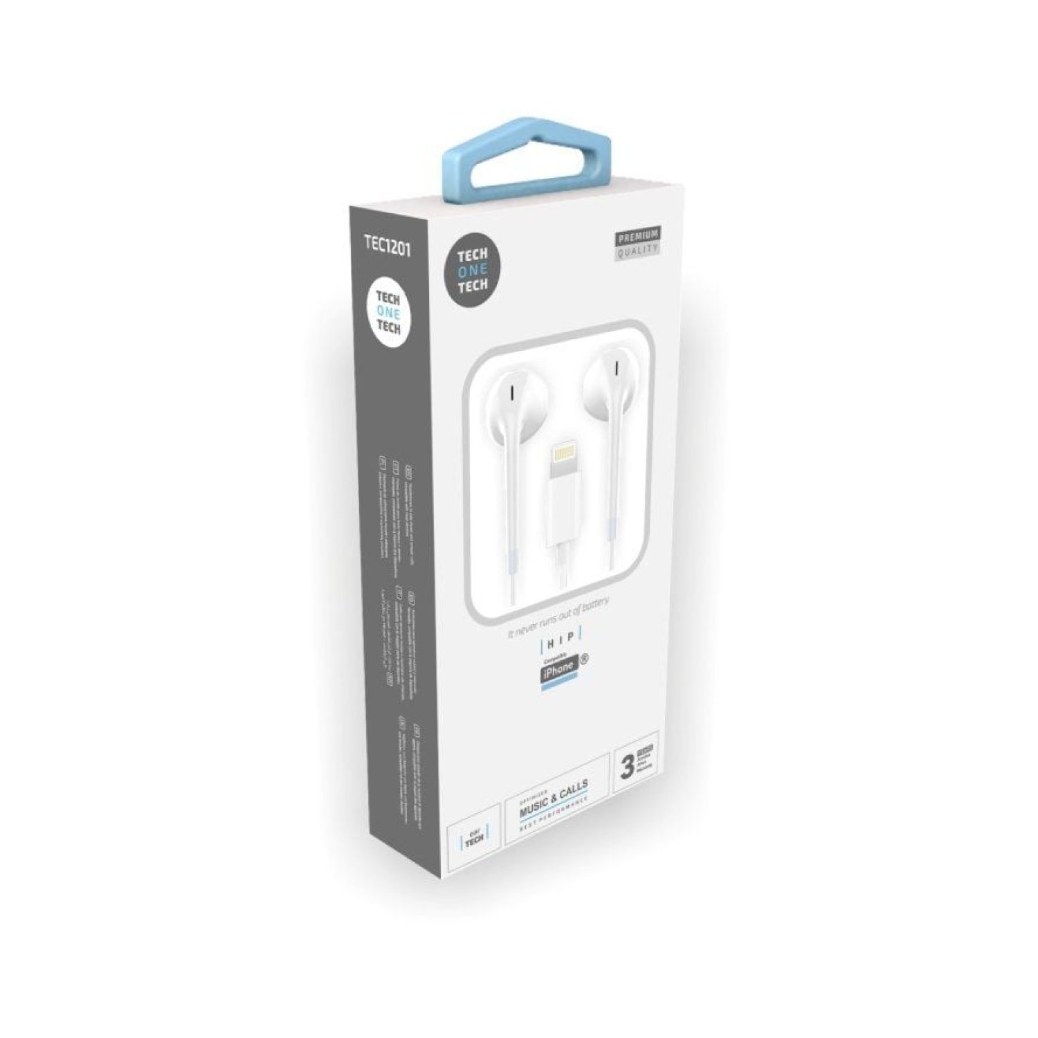 Tech One Tech earTECH HIP · Auriculares Intrauditivos · Micrófono · Lightning · Blancos