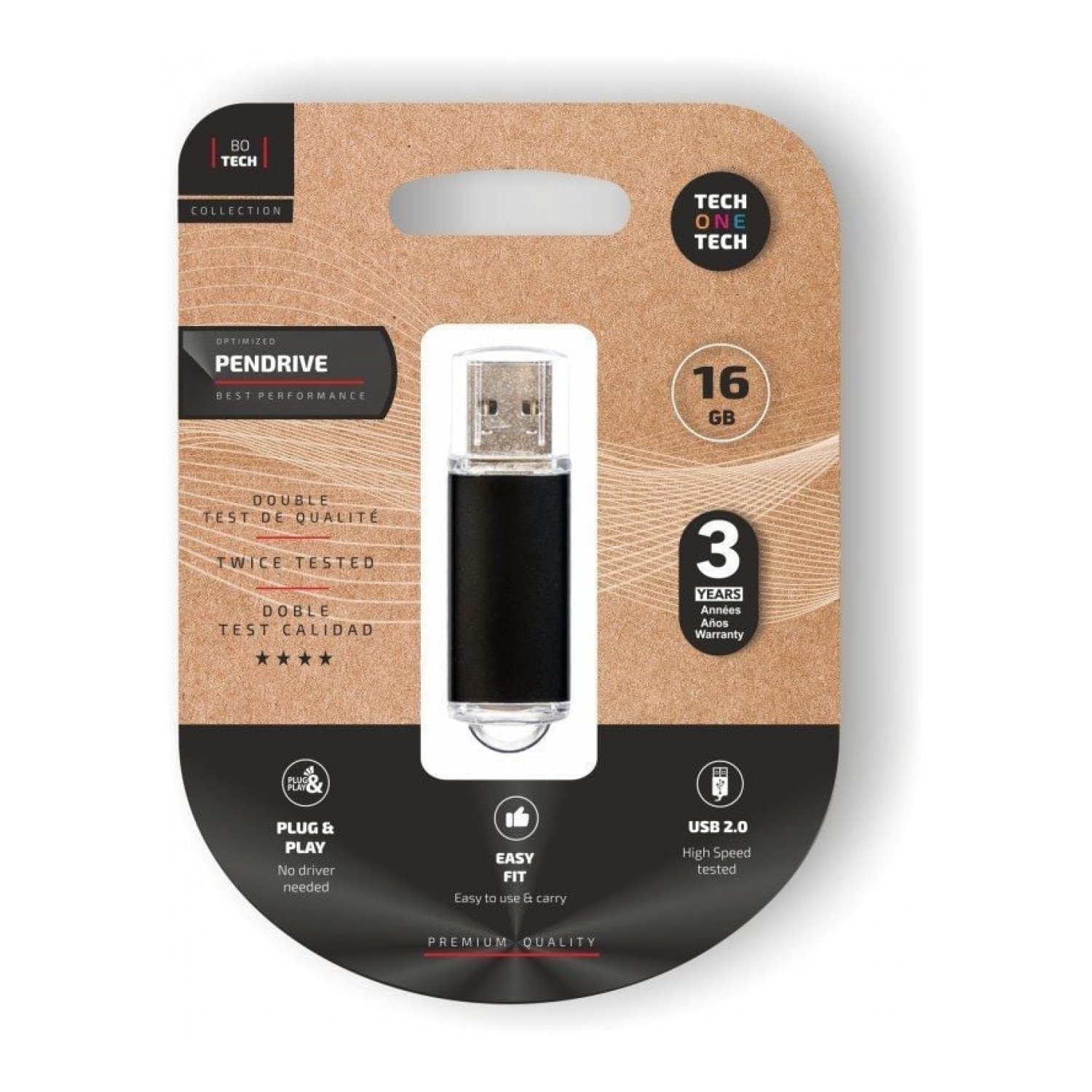 Pendrive 16GB Tech One Tech Basic USB 2.0/ Negro