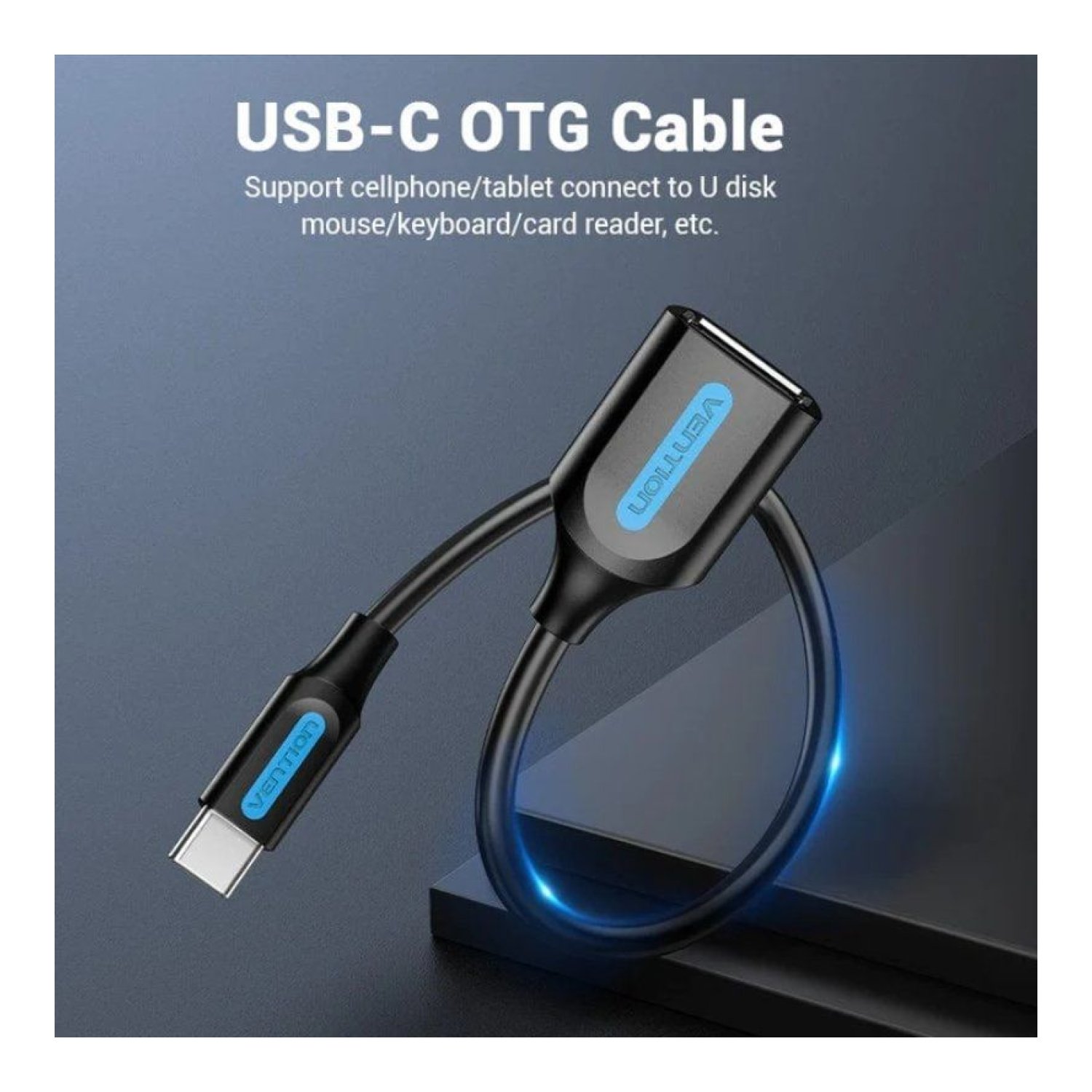 Vention Cable USB 2.0 · USB-C Macho a Hembra · 15cm · 480Mbps · Negro