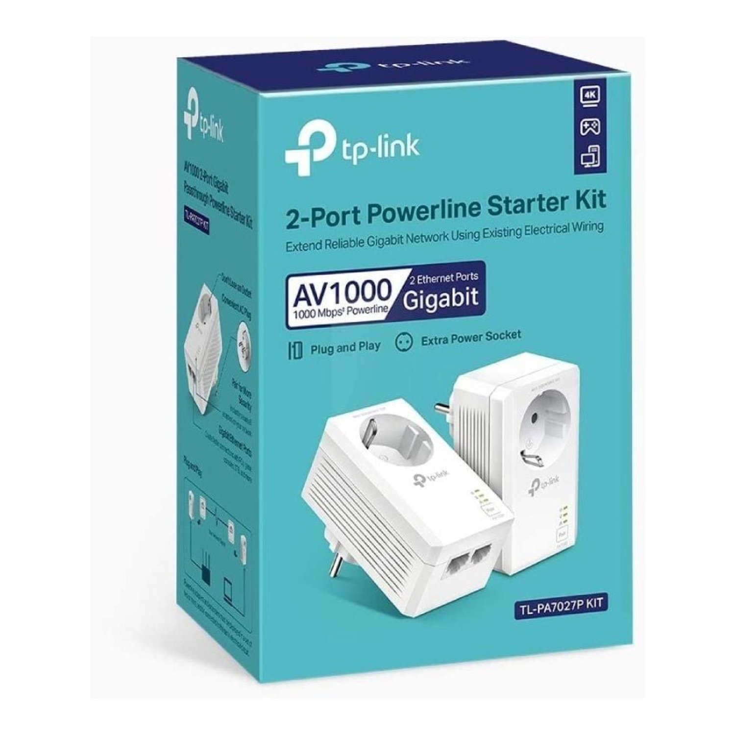 TP-Link TL-PA7027P · Adaptador Powerline · 1000Mbps · Alcance 300m · Pack 2 Unidades
