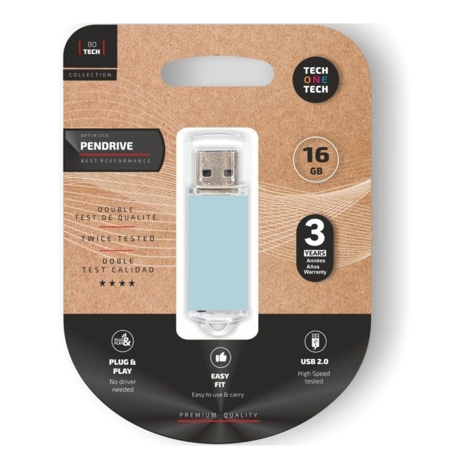 Tech One Tech · Pendrive 16GB · USB 2.0 · Azul Cielo