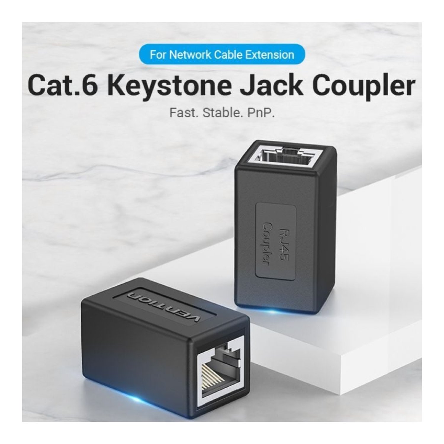 Vention · Adaptador RJ45 Cat.6 FTP · Hembra a Hembra · Negro