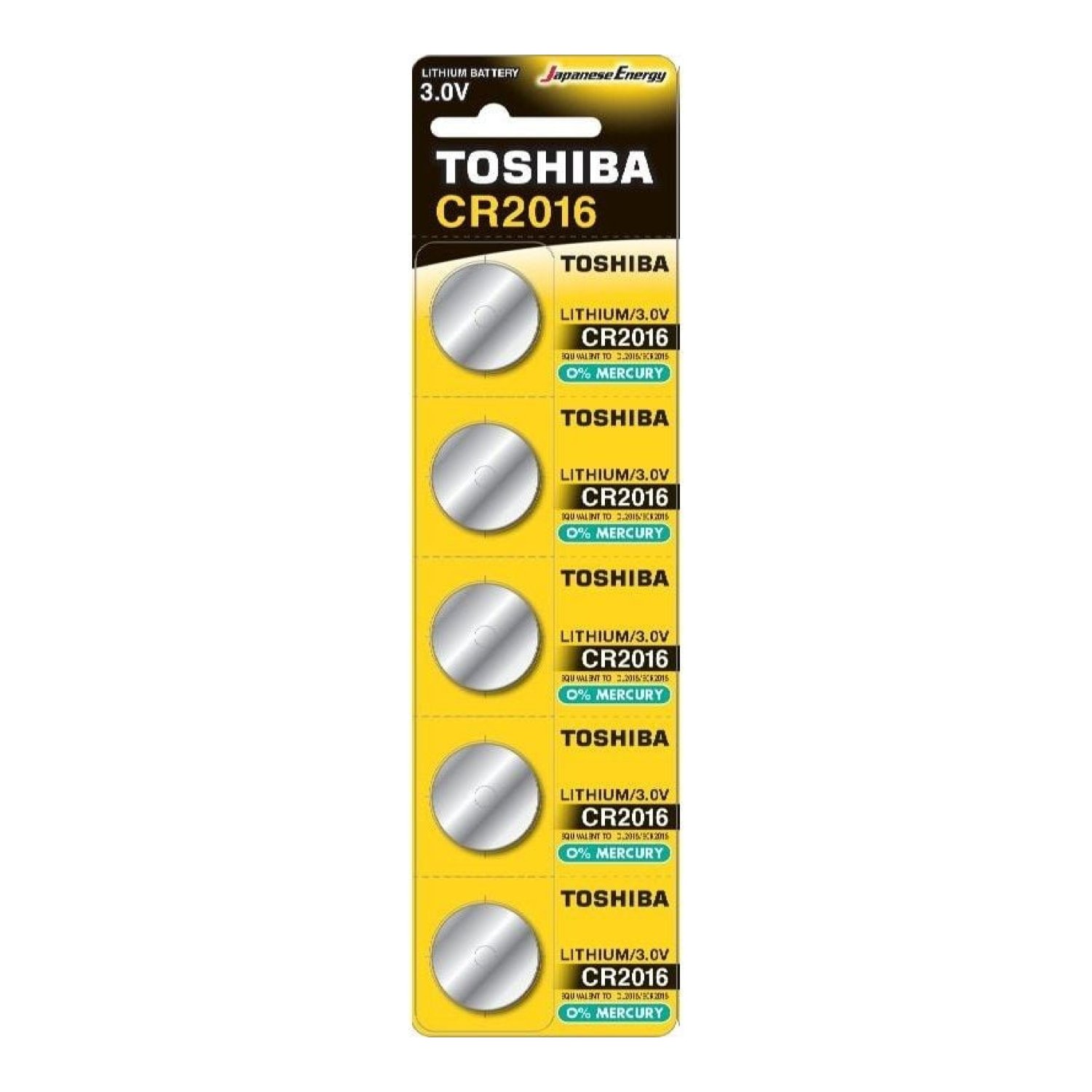Pack de 5 Pilas de Botón Toshiba CR2016/ 3V