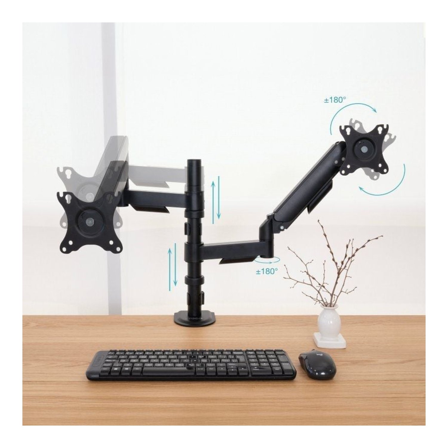 TooQ DB1533 · Soporte Doble Monitor · Giratorio e Inclinable · Hasta 9kg
