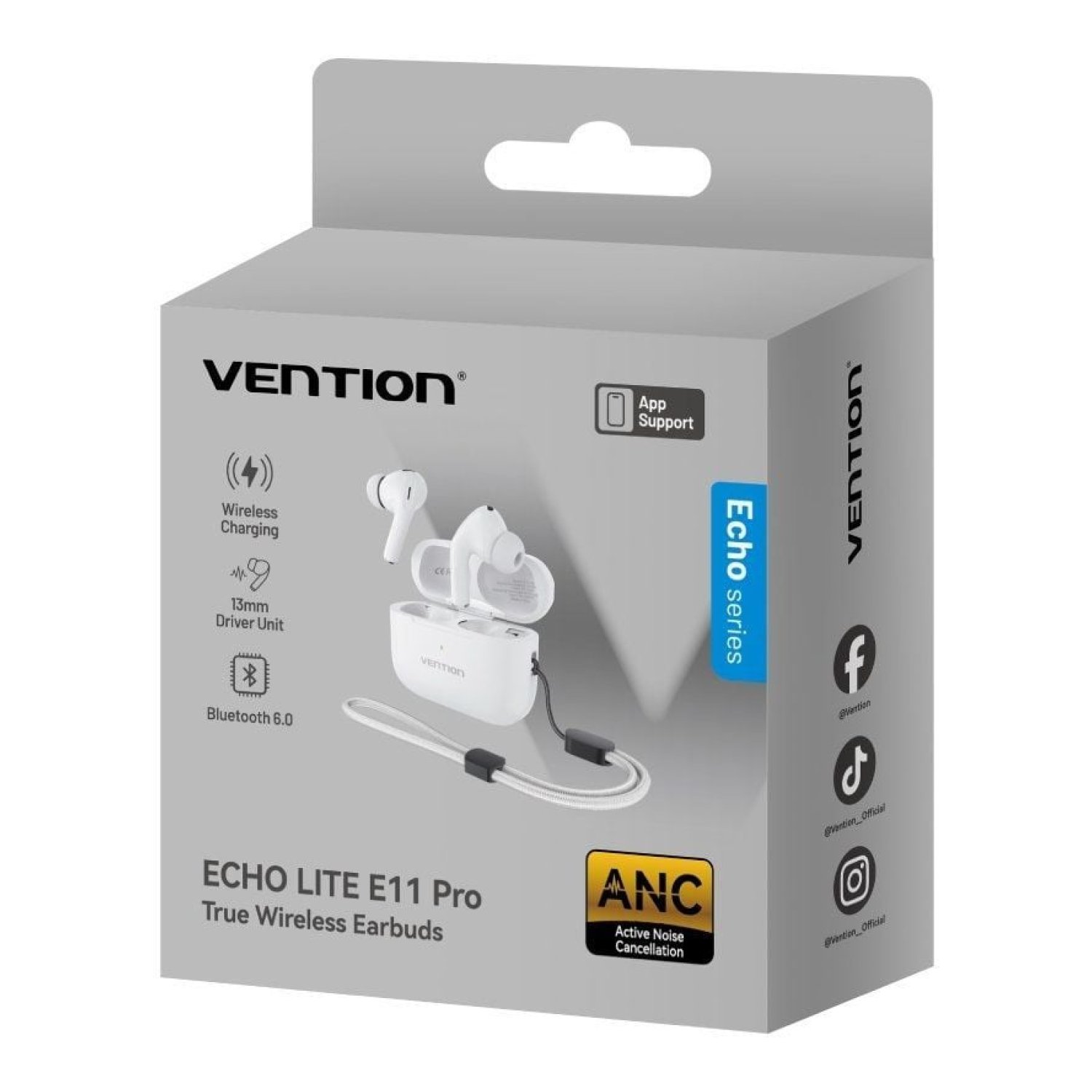 Vention Echo Lite E11 Pro · Auriculares Bluetooth · Con Estuche de Carga · Blancos
