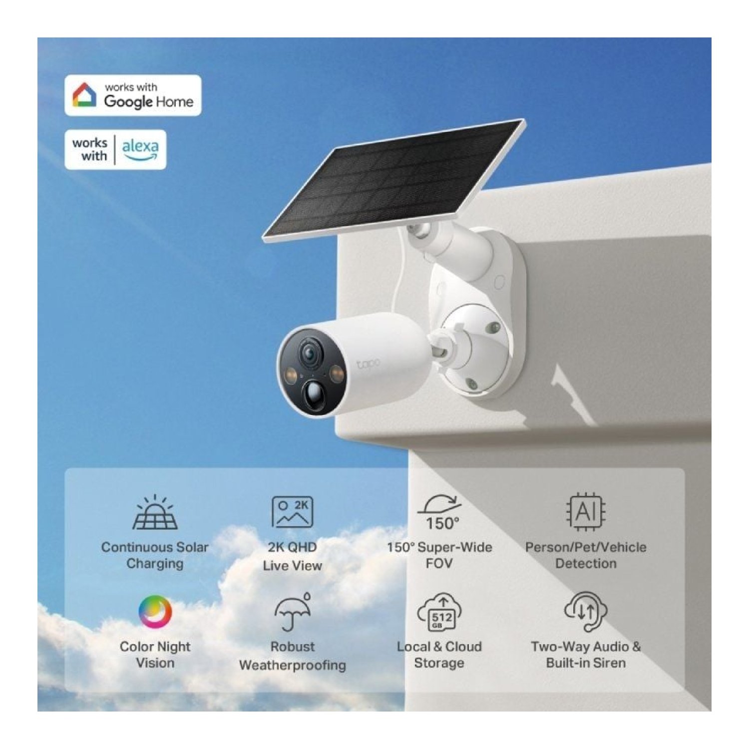TP-Link Tapo C425 · Kit Videovigilancia · Visión Nocturna · Control APP · Panel Solar