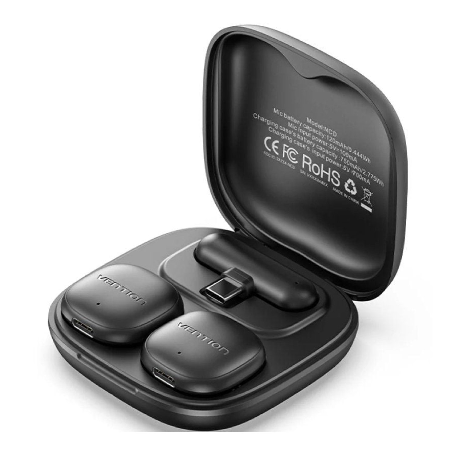 Vention Lavalier Inalámbrico · Micrófono de Solapa · USB-C/Lightning · 2 Unidades + Receptor