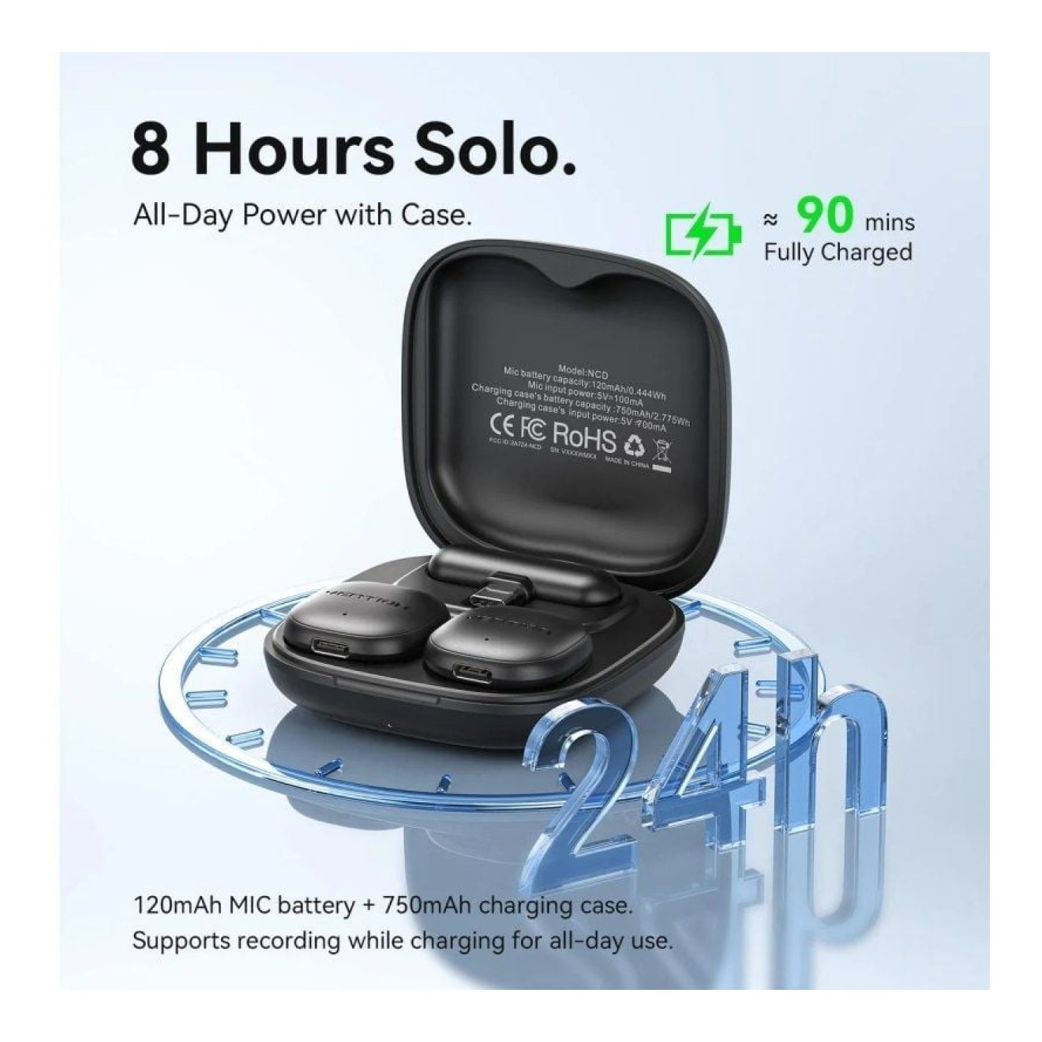 Vention Lavalier Inalámbrico · Micrófono de Solapa · USB-C/Lightning · 2 Unidades + Receptor