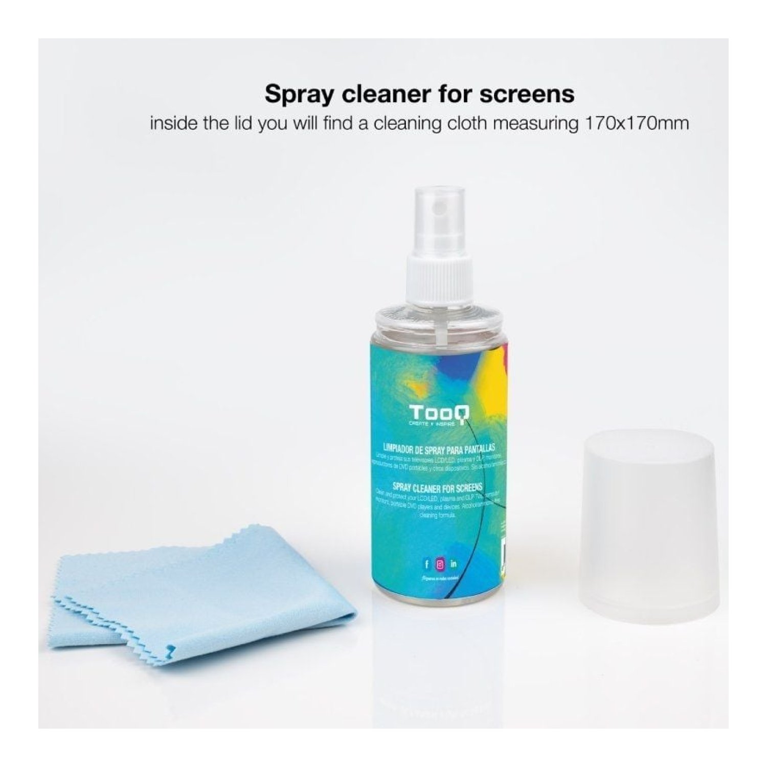 TooQ Kit Limpiador Pantallas · Spray 150ml + Paño Microfibra