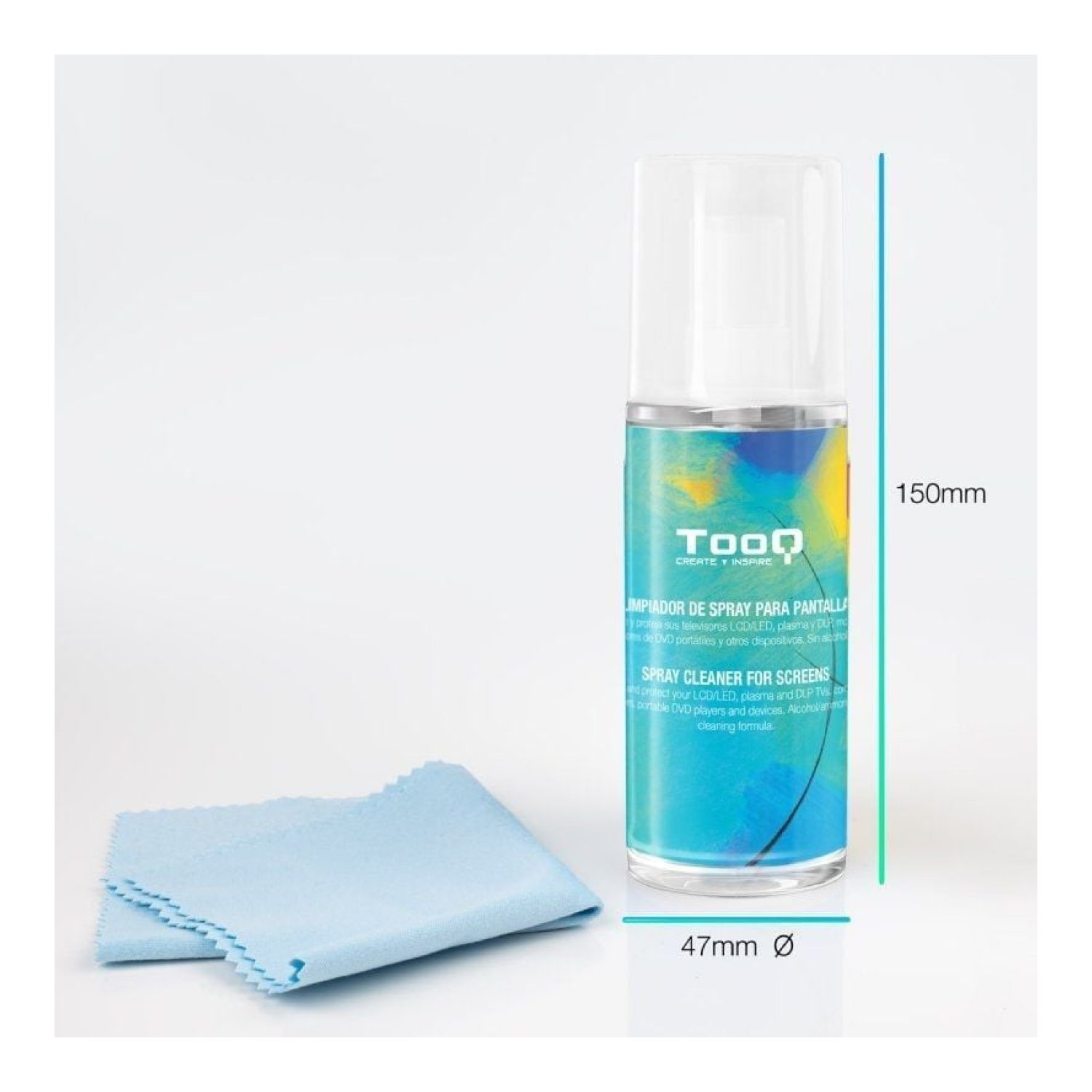 TooQ Kit Limpiador Pantallas · Spray 150ml + Paño Microfibra