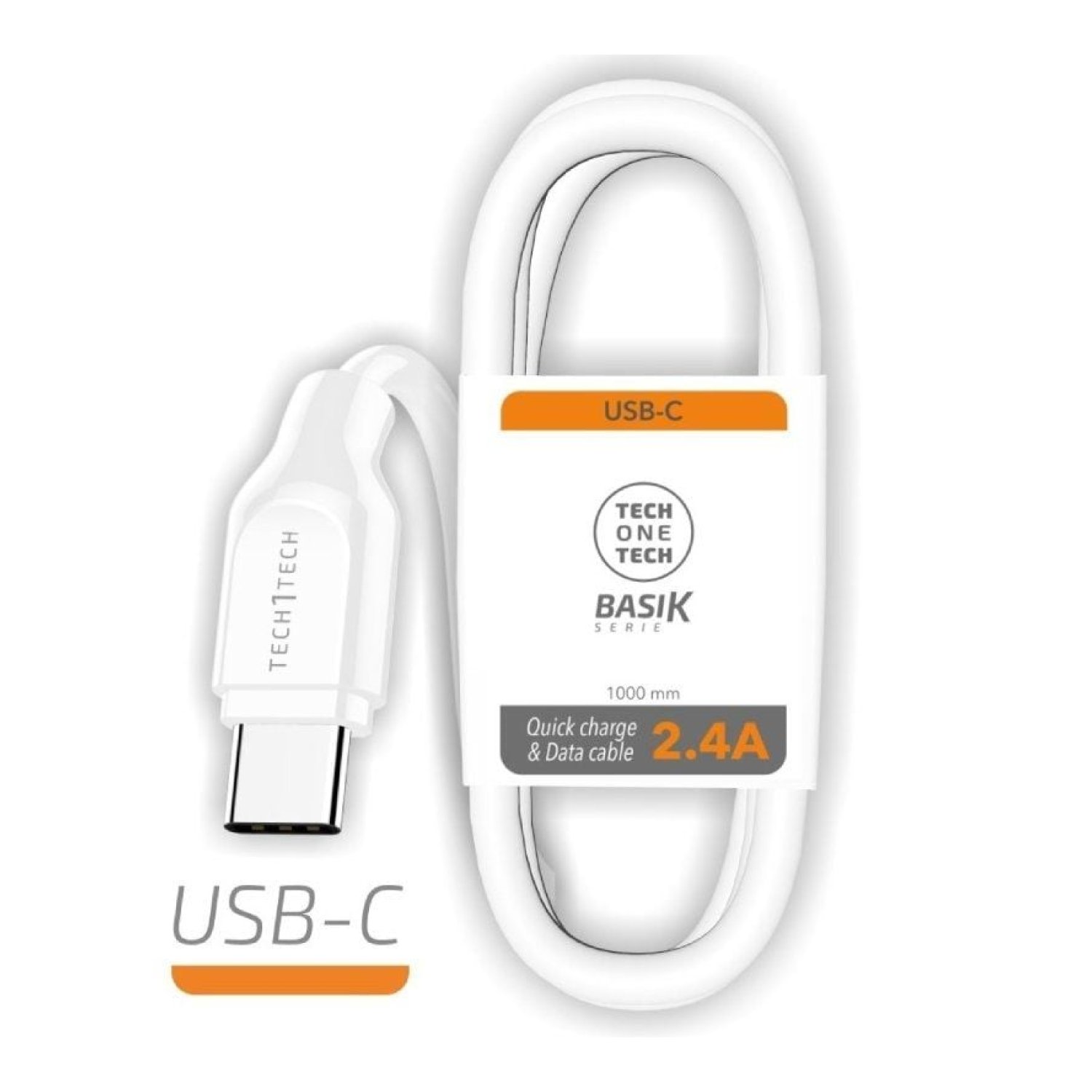 Tech One Tech · Cable USB Tipo-C · 1m · Conector USB-A · Blanco