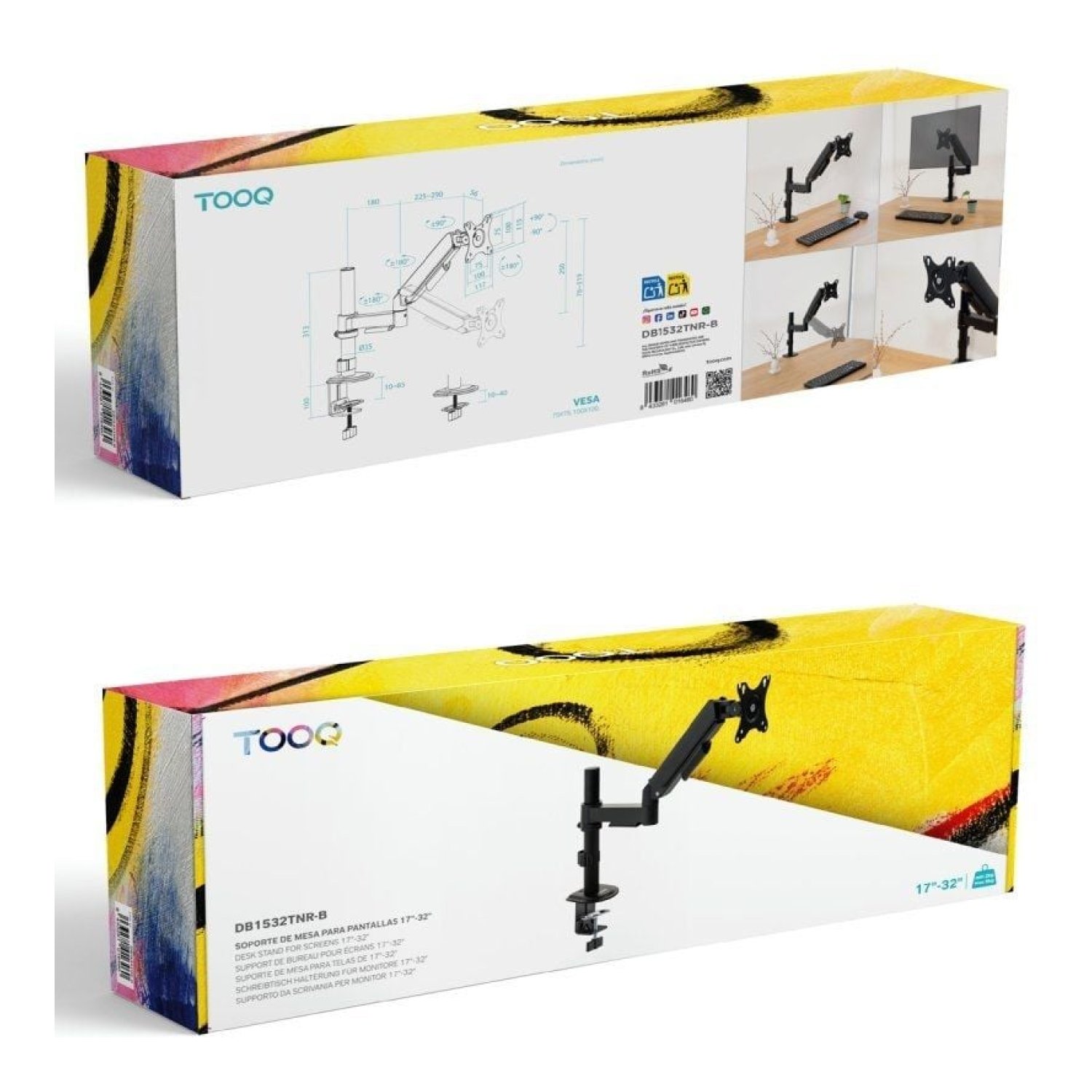 TooQ DB1532TNR · Soporte Monitor · Giratorio e Inclinable · Hasta 9kg