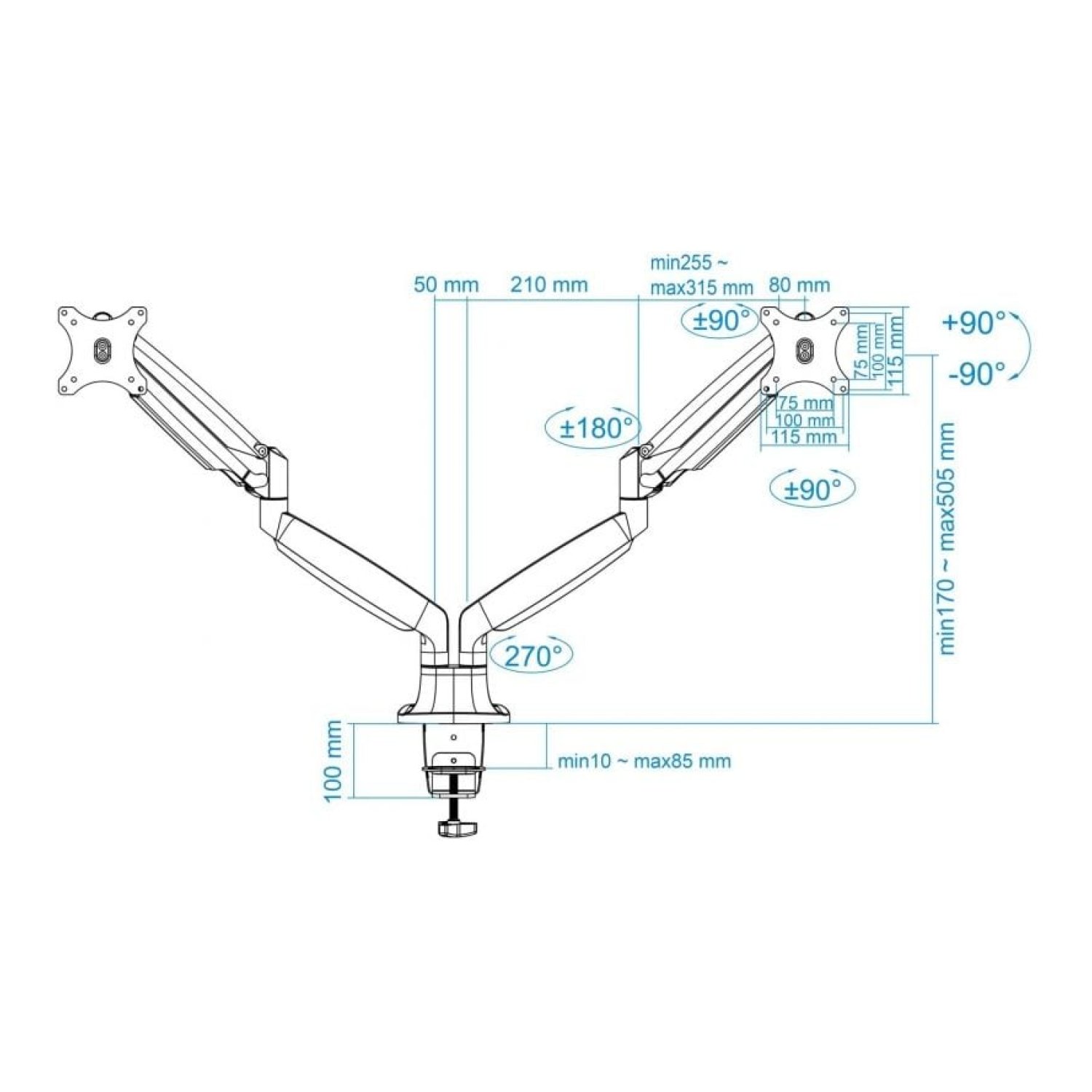 TooQ DB3132TNR · Soporte Doble Monitor · Giratorio e Inclinable · Hasta 9kg