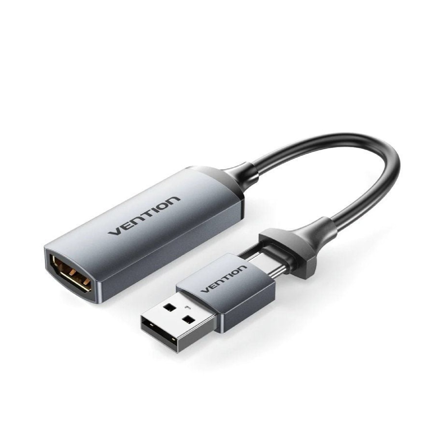 Vention · Conversor HDMI 4K 60Hz · USB-C Macho a HDMI Hembra · 480Mbps · 10cm · Negro