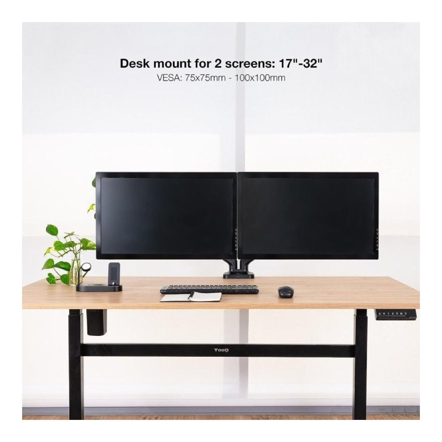 TooQ DB5132TNR · Soporte Doble Monitor · Giratorio · Inclinable · hasta 9kg
